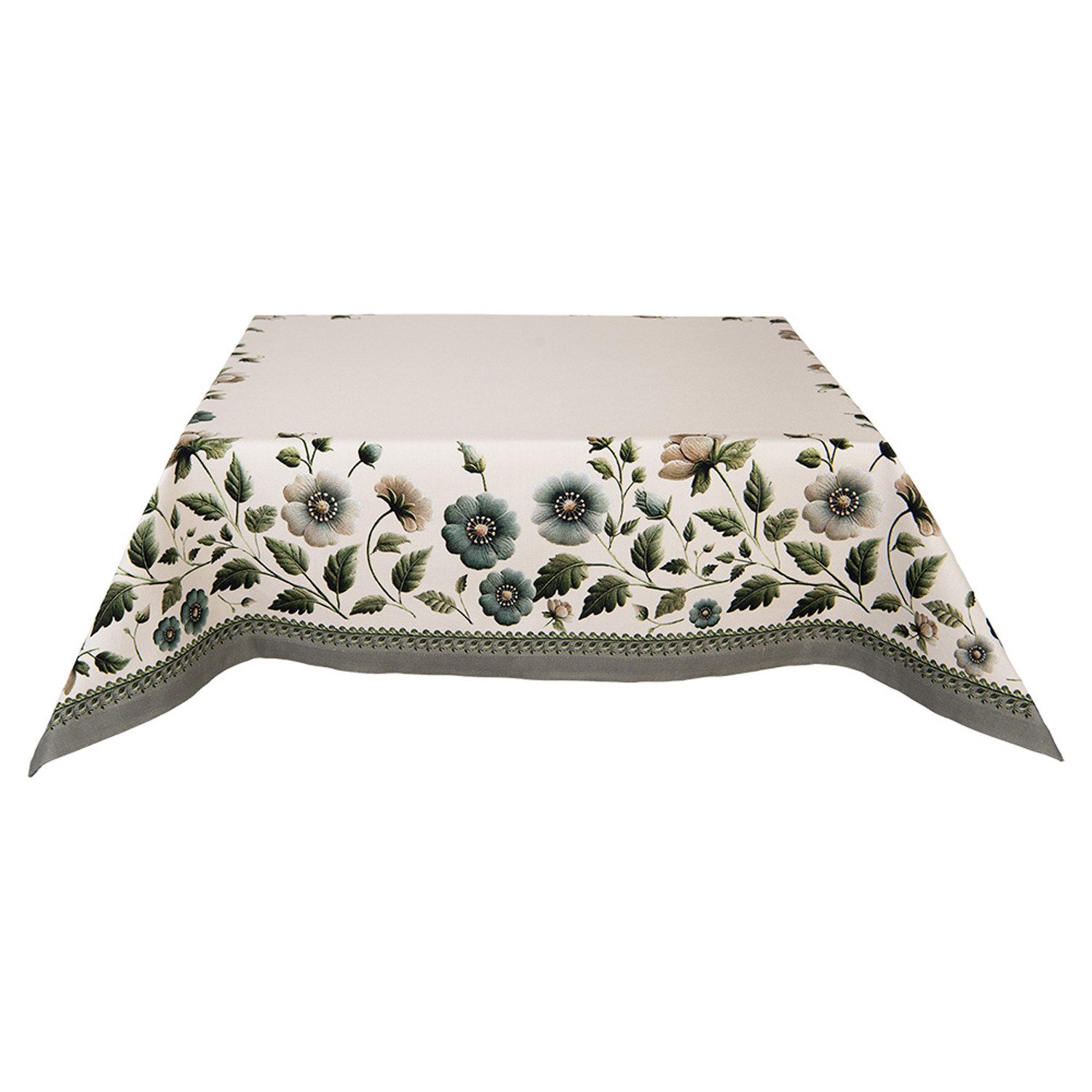 Clayre & Eef Tischdecke Gently Blooming (1-tlg, 1-teilig), quadratische Tischdecke Mitteldecke ca.100x100cm Baumwolle