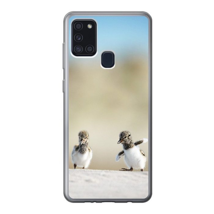 MuchoWow Handyhülle Junge - Sand - Vögel Handyhülle Samsung Galaxy A21s Smartphone-Bumper Print Handy