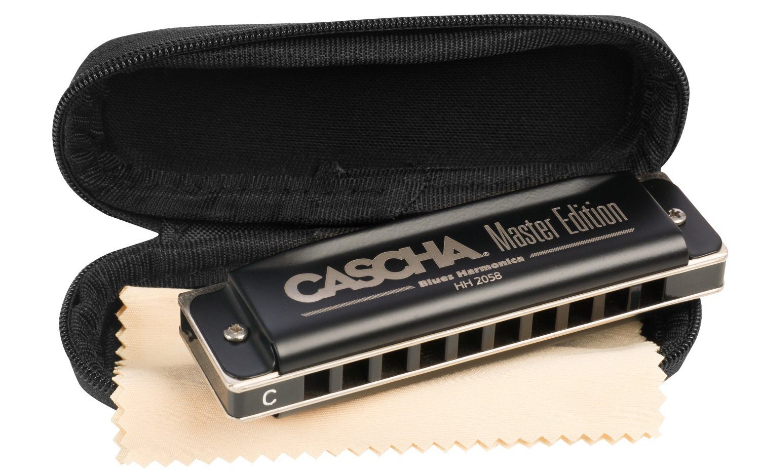 Cascha diatonische Mundharmonika Master Edition Blues C-Dur, C-Dur, inkl. Soft Case und Pflegetuch