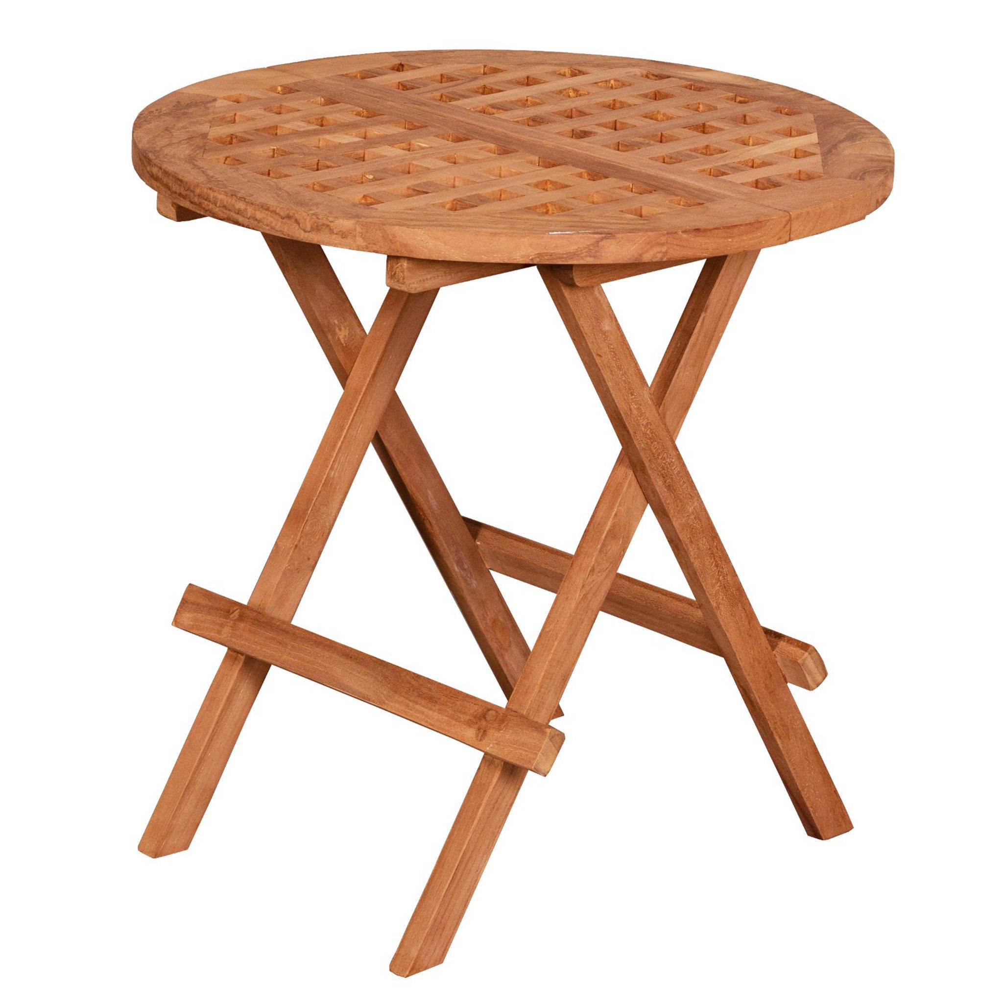 bene living Klapptisch Dorset Ø 50 cm - Teakholz (1-St), Klapptisch mit naturbelassener Tischplatte in Lochoptik