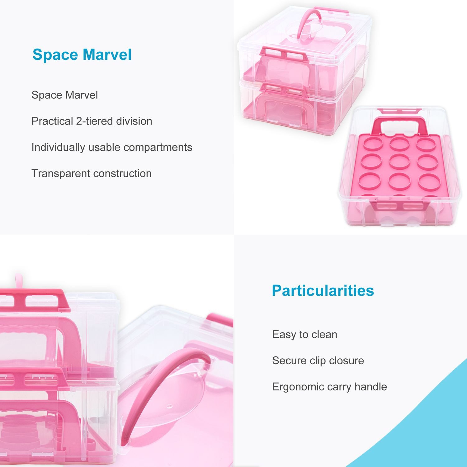Intirilife Kuchentransportbox, Kunststoff, (1-tlg), Transportbox für Kuchen Cupcakes Transportbehälter für Muffins – Bild 5 von 5