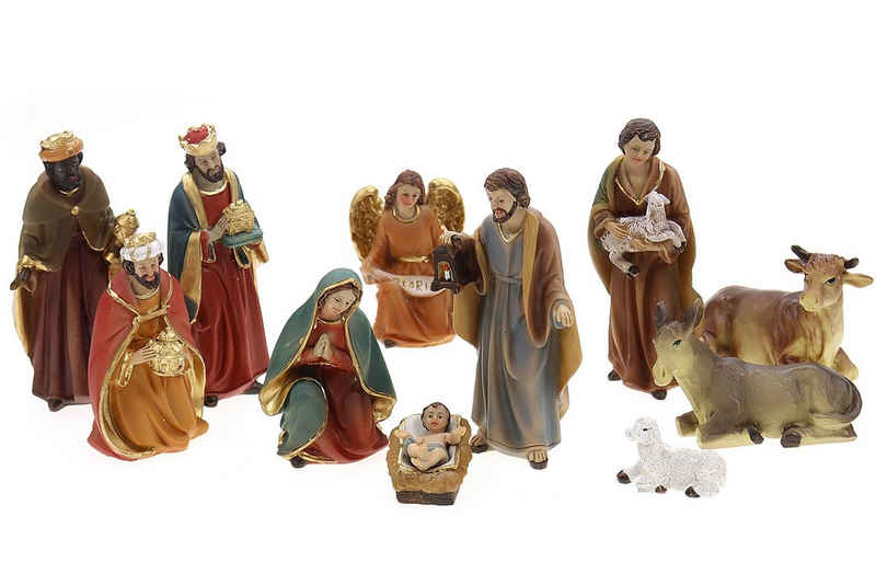 ELLUG Krippenfigur Krippenfiguren Set 11tlg aus Polyresin, Heilige Familie, Heilige 3 Könige, Engel und Hirte Weihnachtskrippe Фігурки Weihnachtszubehör Weihnachtsdeko (11 St)