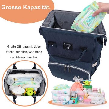 WISHDOR Wickelrucksack Wickeltasche Rucksack Baby Multifunktions-Babytaschen wasserabweisend (Windeln Babyflasche Milchfläsche Rucksack Tasche mit Flaschenhalter, Multifunktional, Babytasche, Wickelrucksack, für Mama und Papa unterwegs), mit tragbarer mobiler Wickelauflage Schnullerhalter Kinderwagengurte