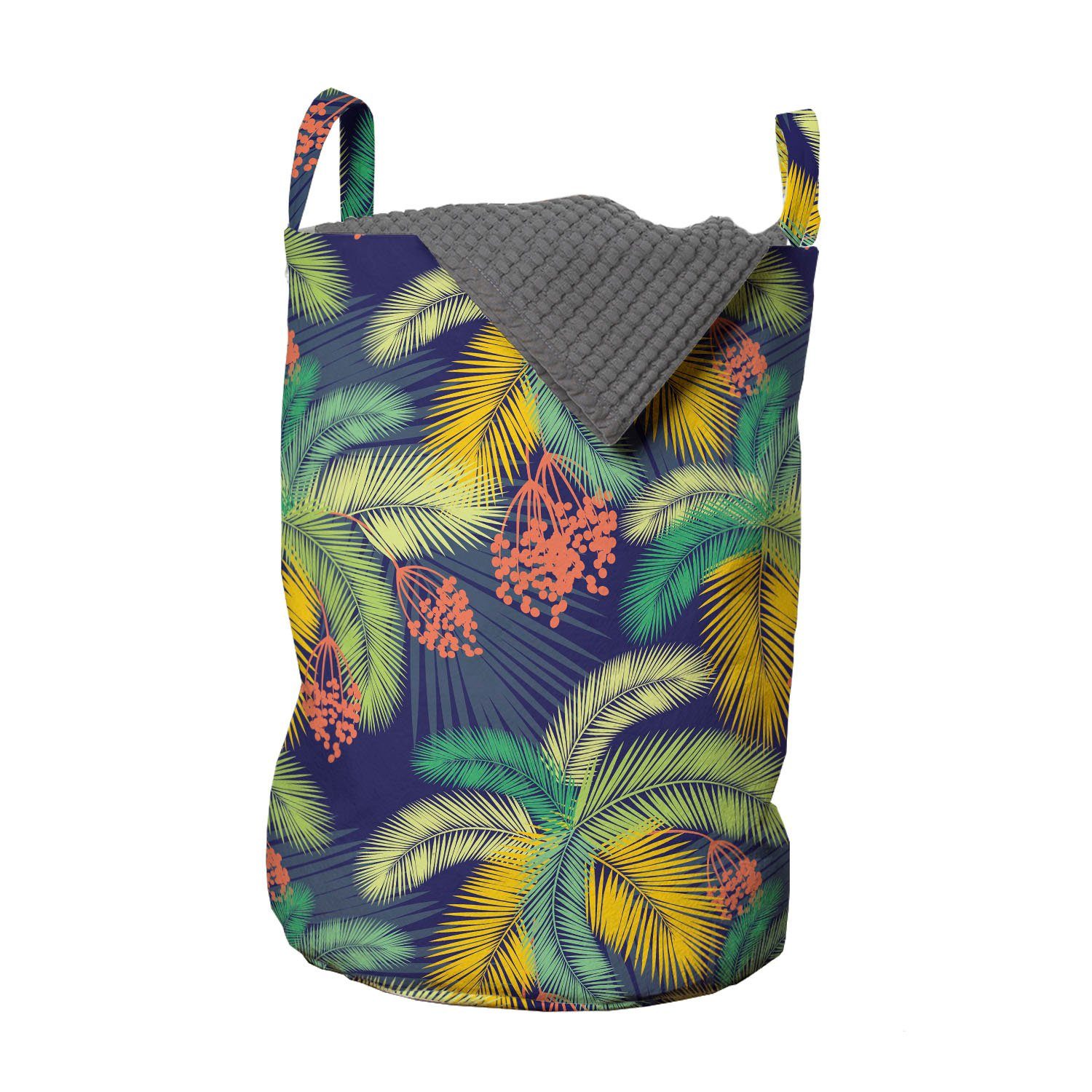 Abakuhaus Wäschesäckchen Wäschekorb mit Griffen Waschsalons, Aloha für Kordelzugverschluss Exotische Palmblätter Tropisch