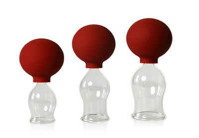 Lauschaer Glas Massagegerät Schröpfglas Schröpfgläser mit Saugball in vielen Größen aus Glas, 3-tlg.
