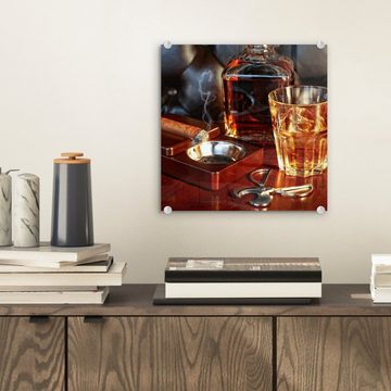 MuchoWow Acrylglasbild Whiskey - Flasche - Karaffe, (1 St), Glasbilder - Bilder auf Glas Wandbild - Foto auf Glas - Wanddekoration