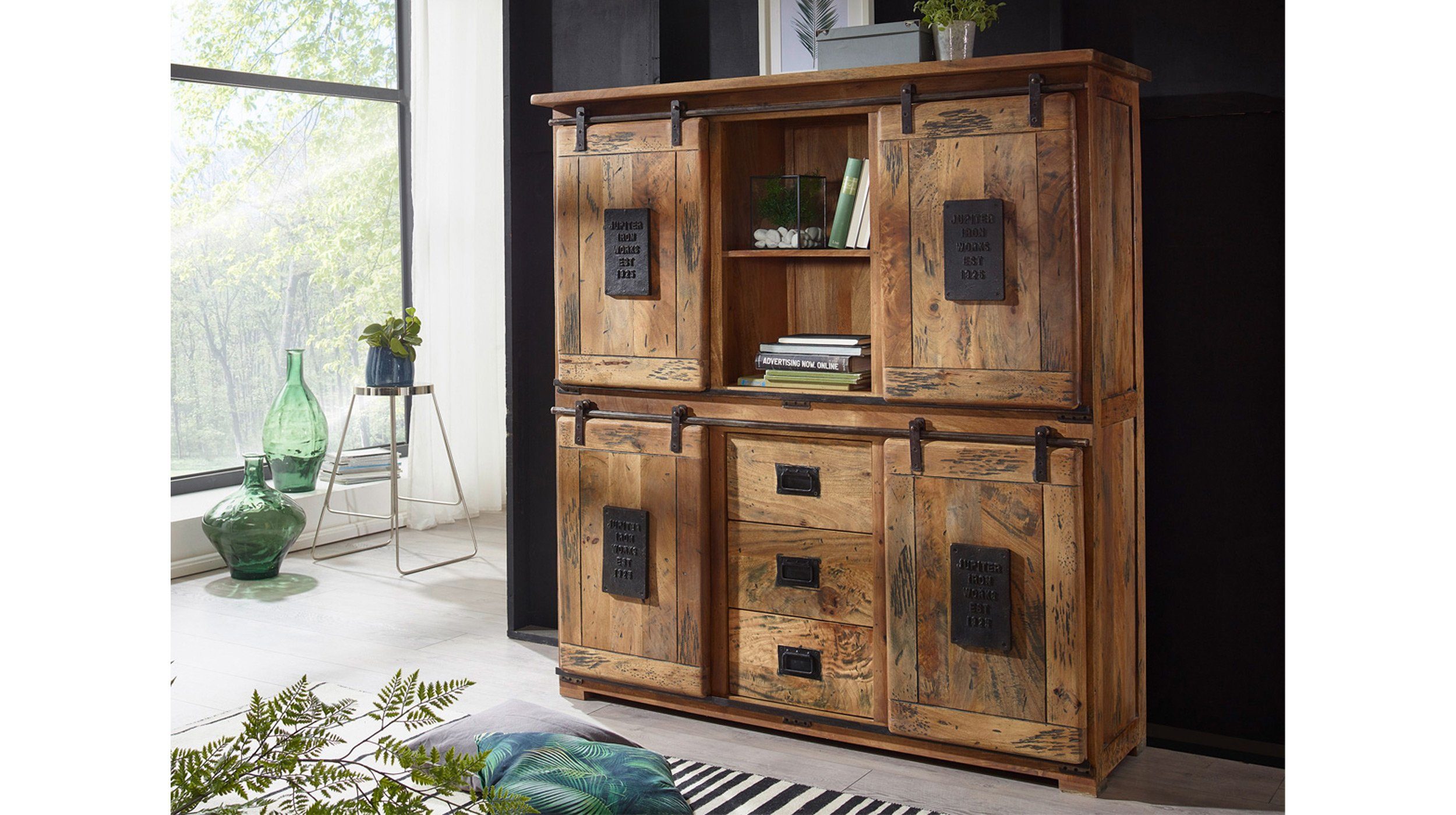 Massivart® Highboard Emanuel 150 cm Breite günstig online kaufen