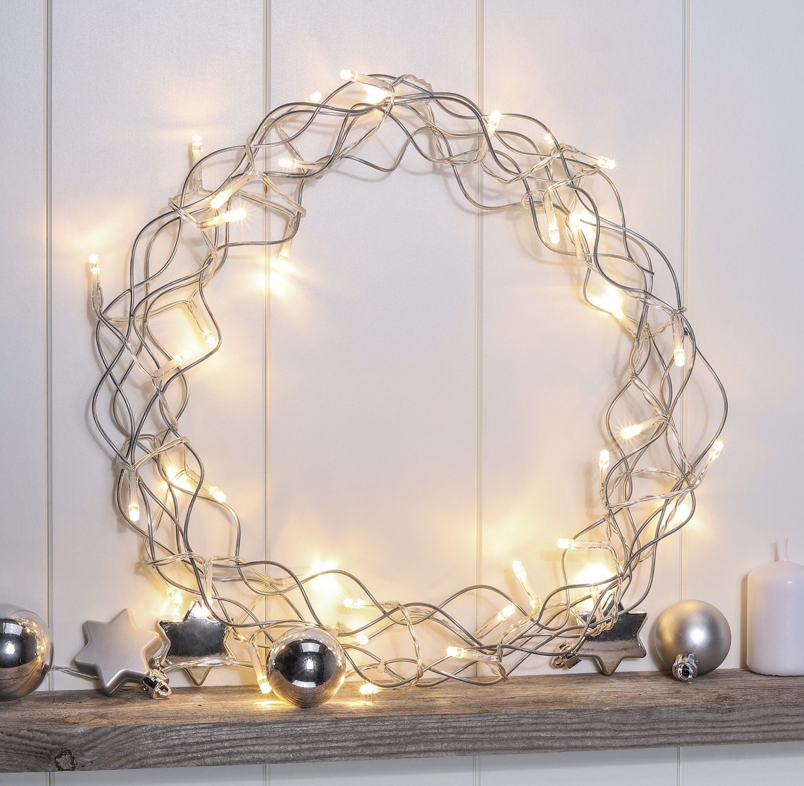 GartenHero Dekokranz 40 LED Metall Weihnachtskranz mit Timer ...