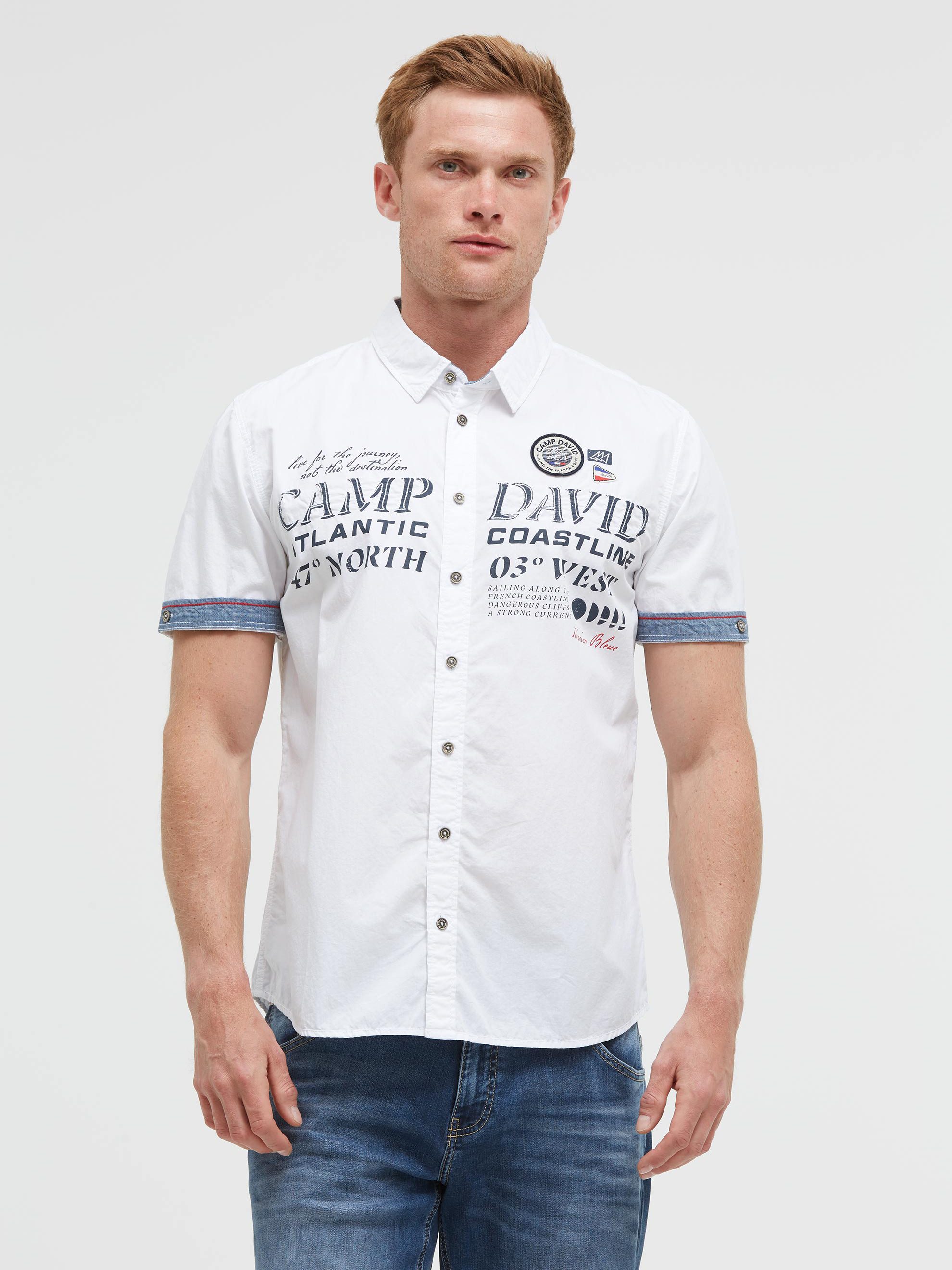 CAMP DAVID Kurzarmhemd mit Stickerei