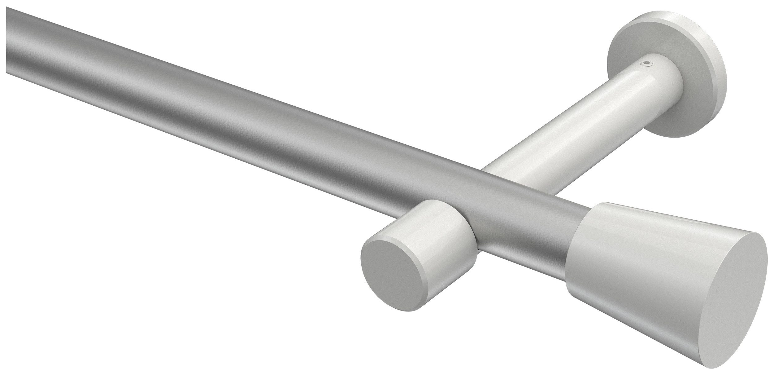 INTERDECO Gardinenstange Prestige Sitra, Ø 20 mm, 1-läufig, Fixmaß, kürzbar, Wandmontage, Deckenmontage, Metall, Silbergrau / Weiß / Bicolor