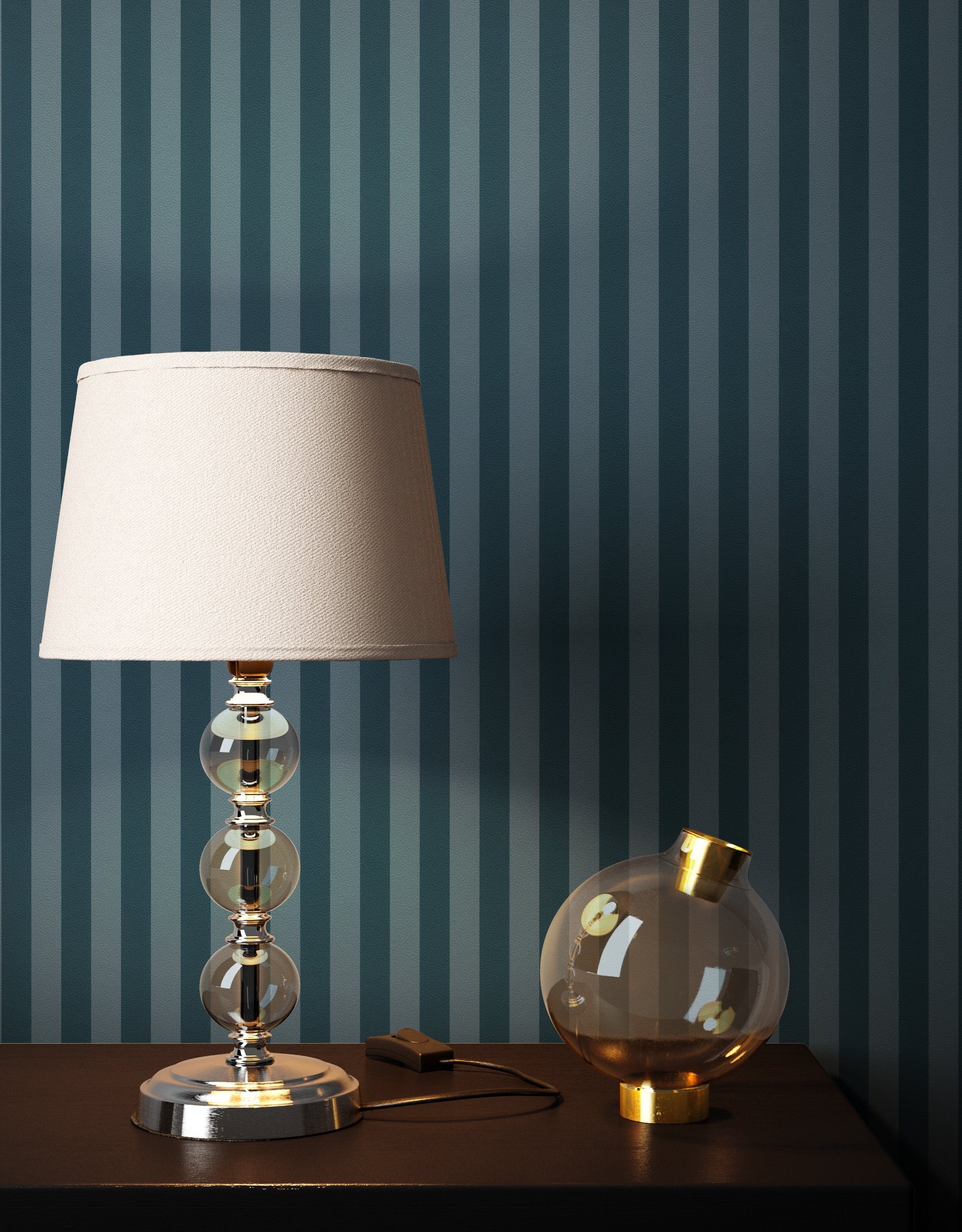 Newroom Vliestapete, Blau Tapete Landhaus Steifen günstig online kaufen