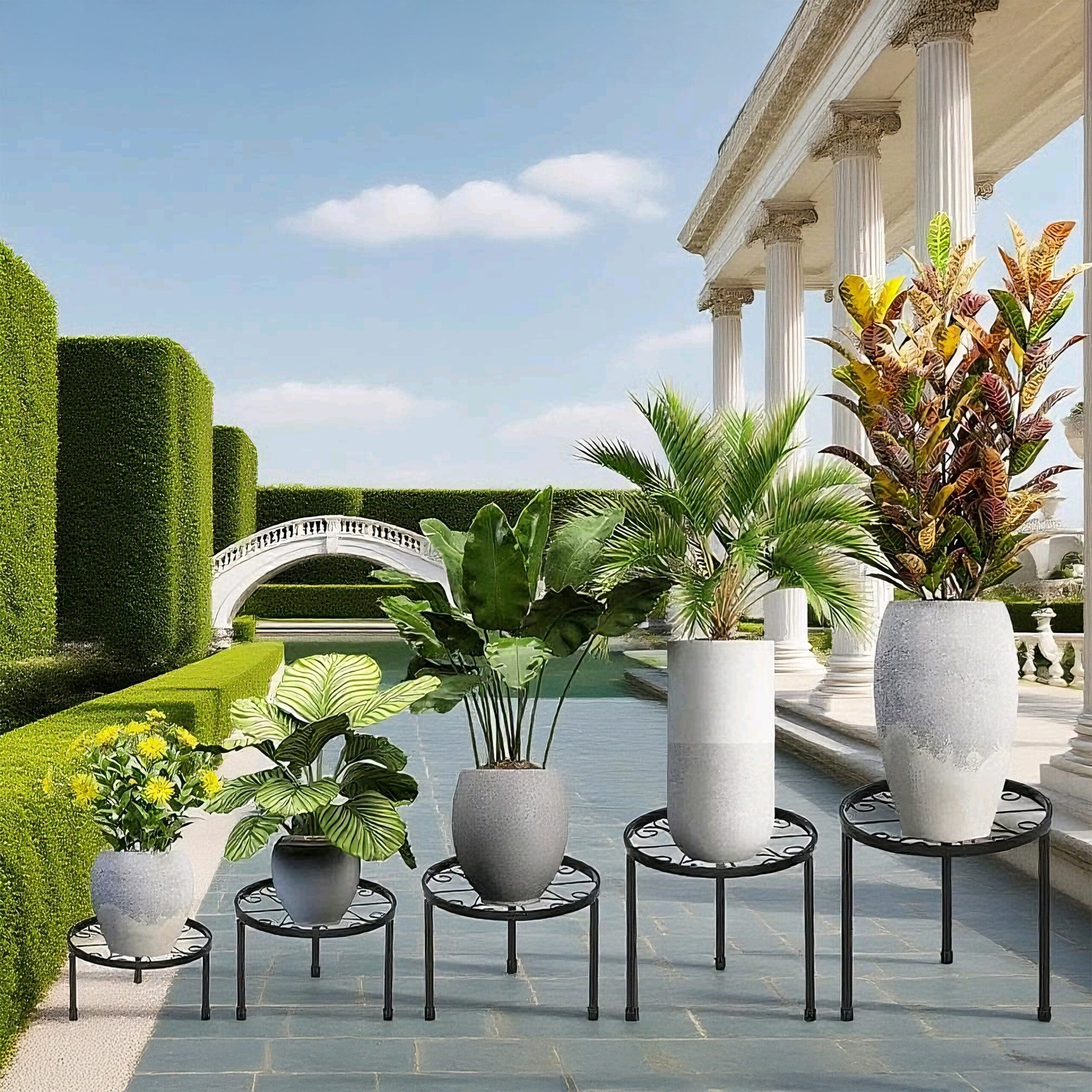 relaxdays Blumenhocker Runde Blumenständer im 5er Set (5er Set), schwarz günstig online kaufen