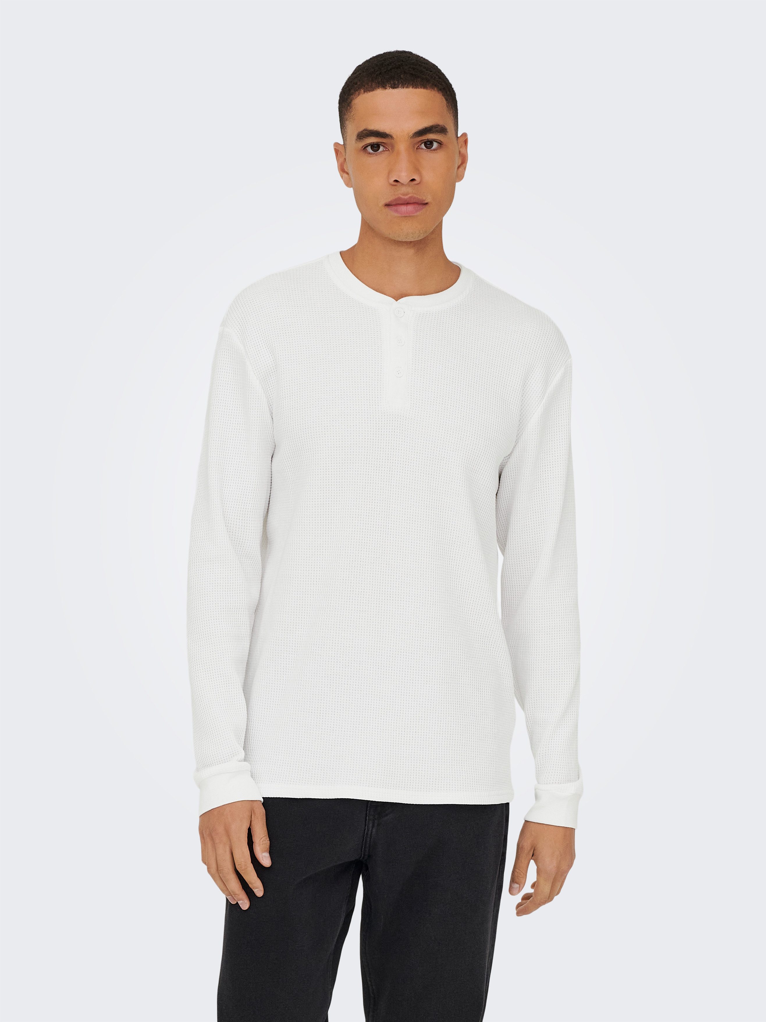 ONLY & SONS Langarmshirt ONSTOBIE REG LS HENLEY TEE NOOS Baumwollmischung, günstig online kaufen