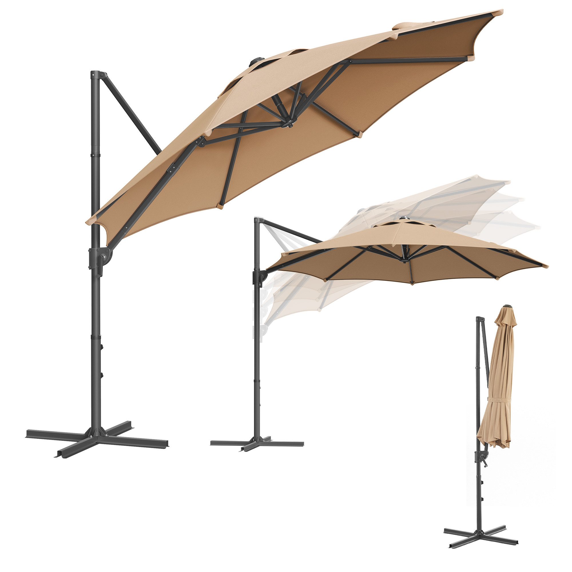 SONGMICS Sonnenschirm, Ampelschirm, ∅300cm, mit/ohne 28 günstig online kaufen