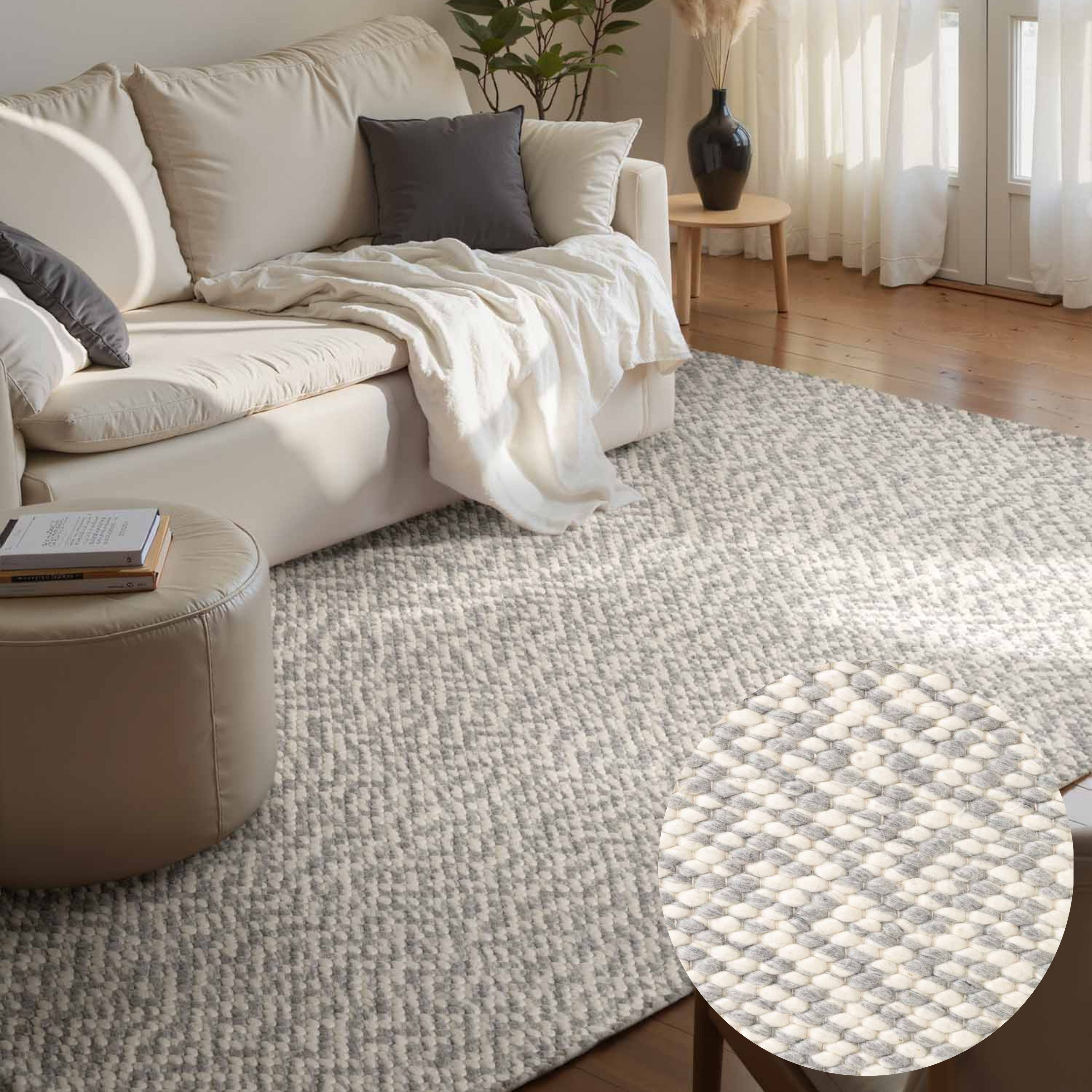 ELLE DECORATION Wollteppich Beans, rechteckig, Höhe: 10 mm, Handweb Teppich Wolle, Perlenstruktur, Wohnzimmer, Schlafzimmer, Flur