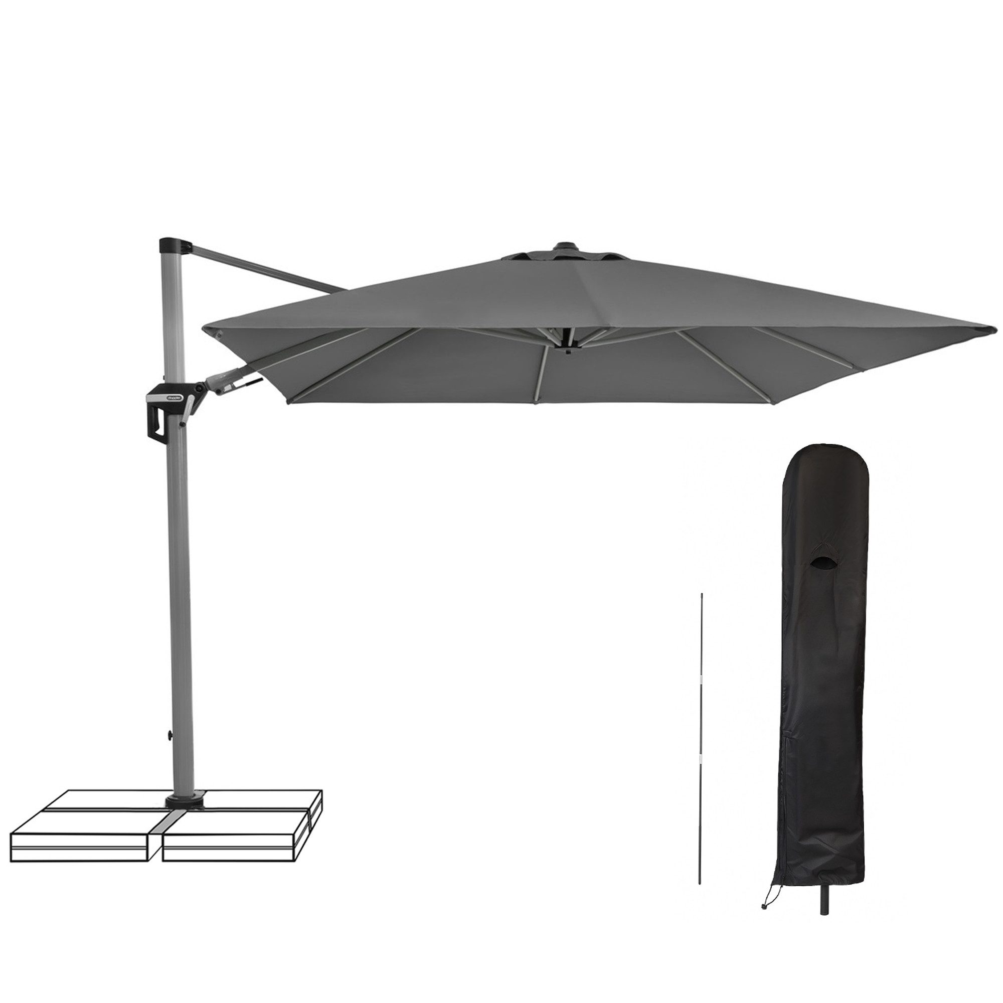 doppler® Ampelschirm Doppler Active II Ampelschirm 350 x 260 cm Anthrazit 840 mit