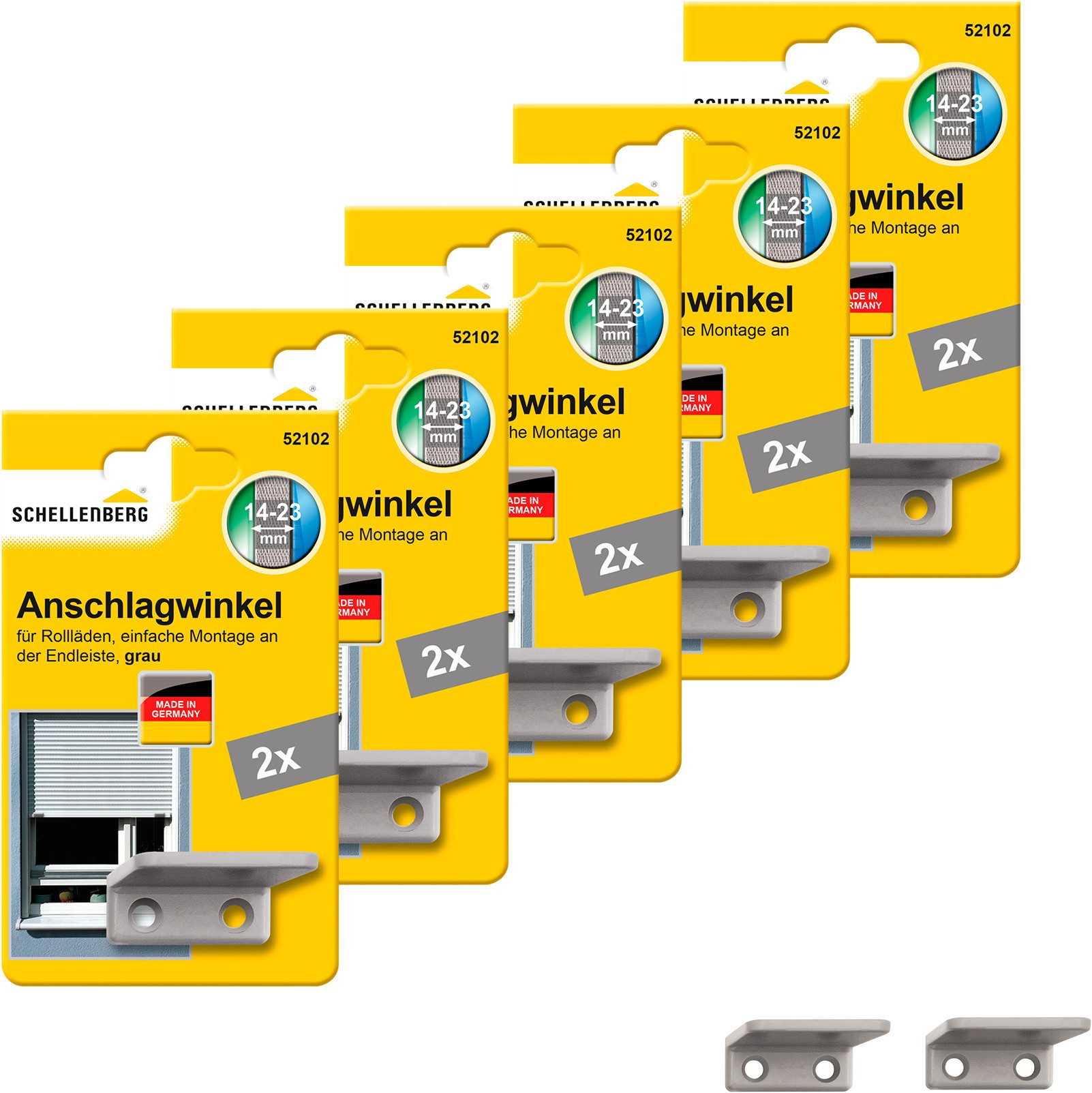 SCHELLENBERG Rollladen-Anschlagstopper Zubehör für Außenrollläden, 3,7 mm Länge, Set, 10-St., Rollladenstopper, 38 x 31 x 15 mm, grau