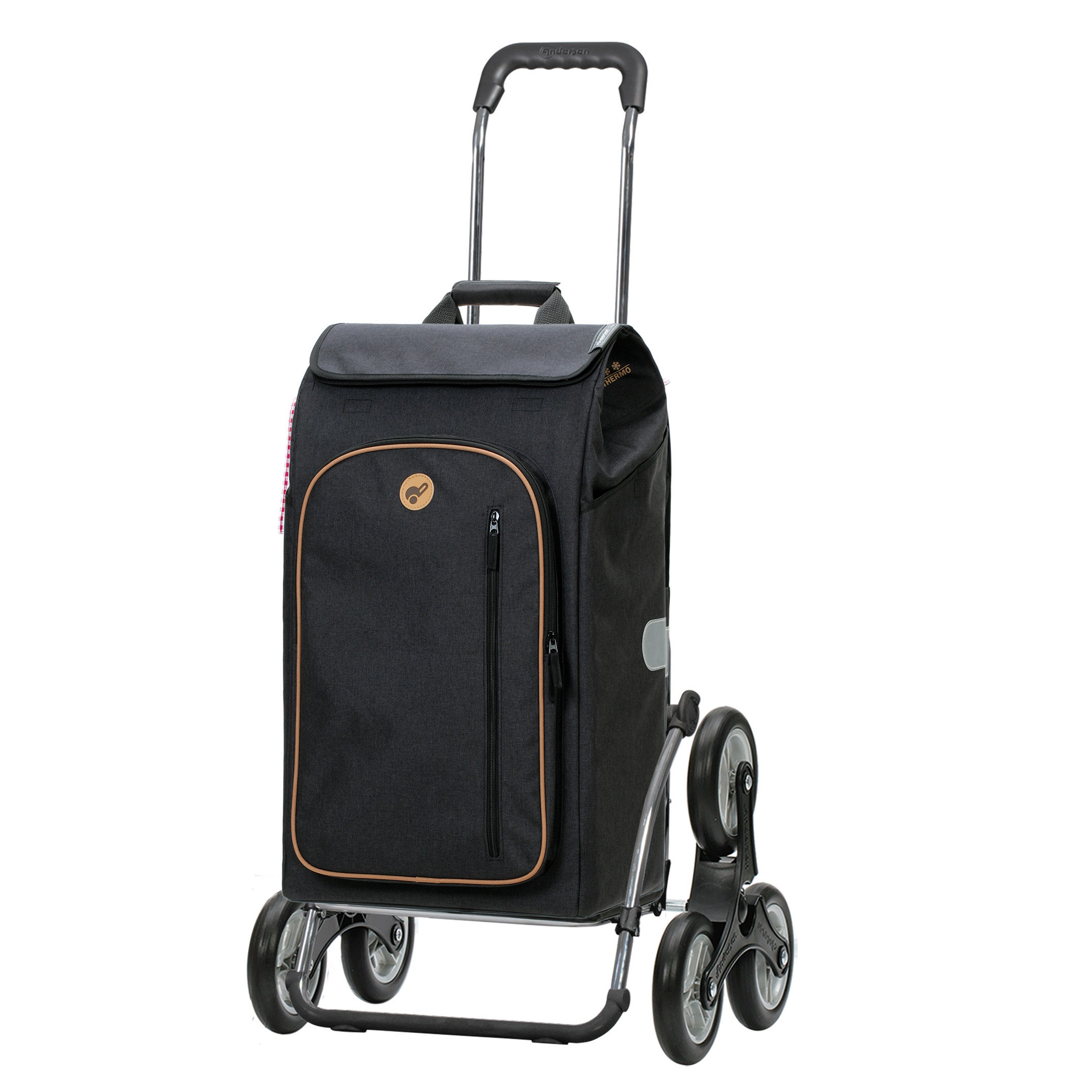 Einkaufstrolley Exklusiv Treppensteiger Royal Shopper Stahlgestell Folke schwarz 61L