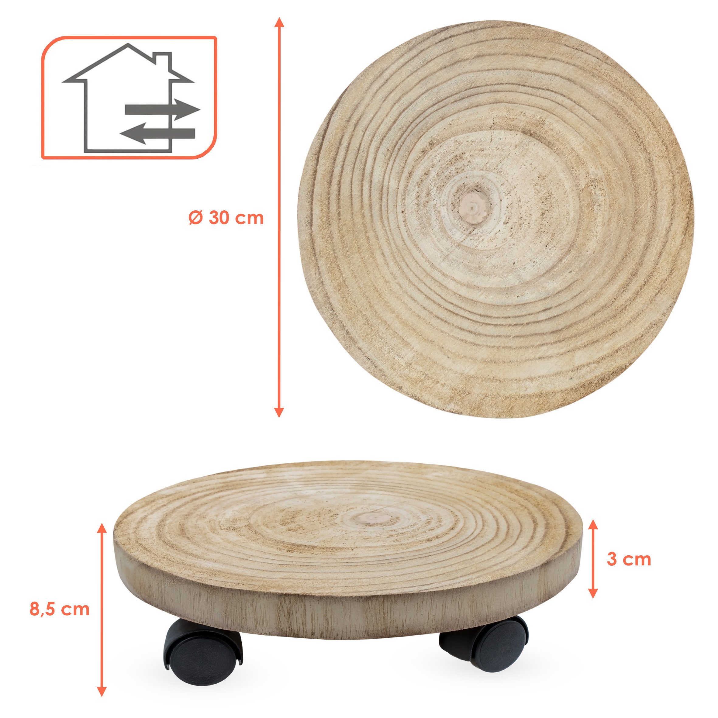 Spetebo Pflanzenroller Pflanzentrolley aus Baumscheibe massiv - 30 cm - run günstig online kaufen