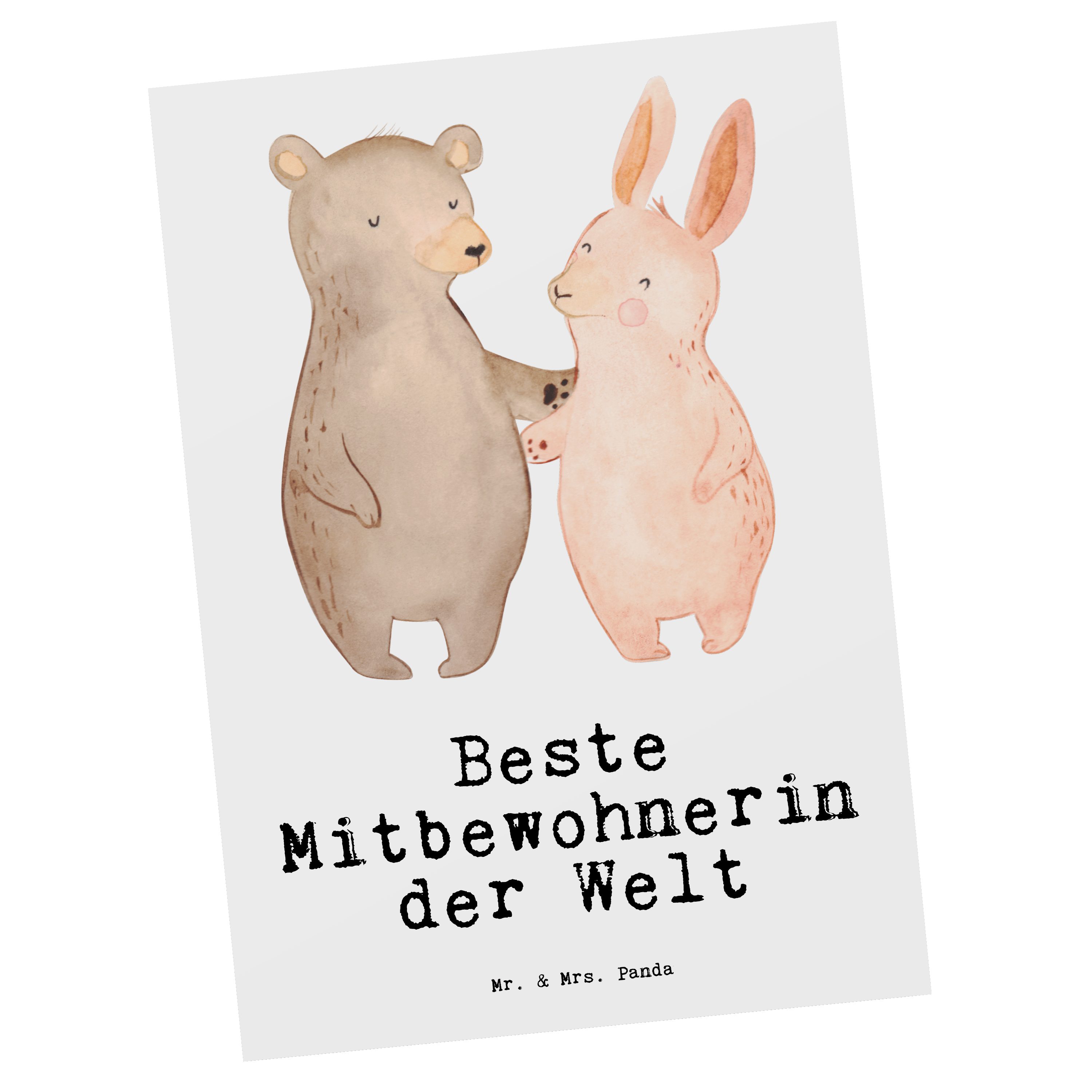 Mr. & Mrs. Panda Postkarte Hase Beste Mitbewohnerin der Welt - Weiß - Geschenk, Ansichtskarte, G | Grußkarten