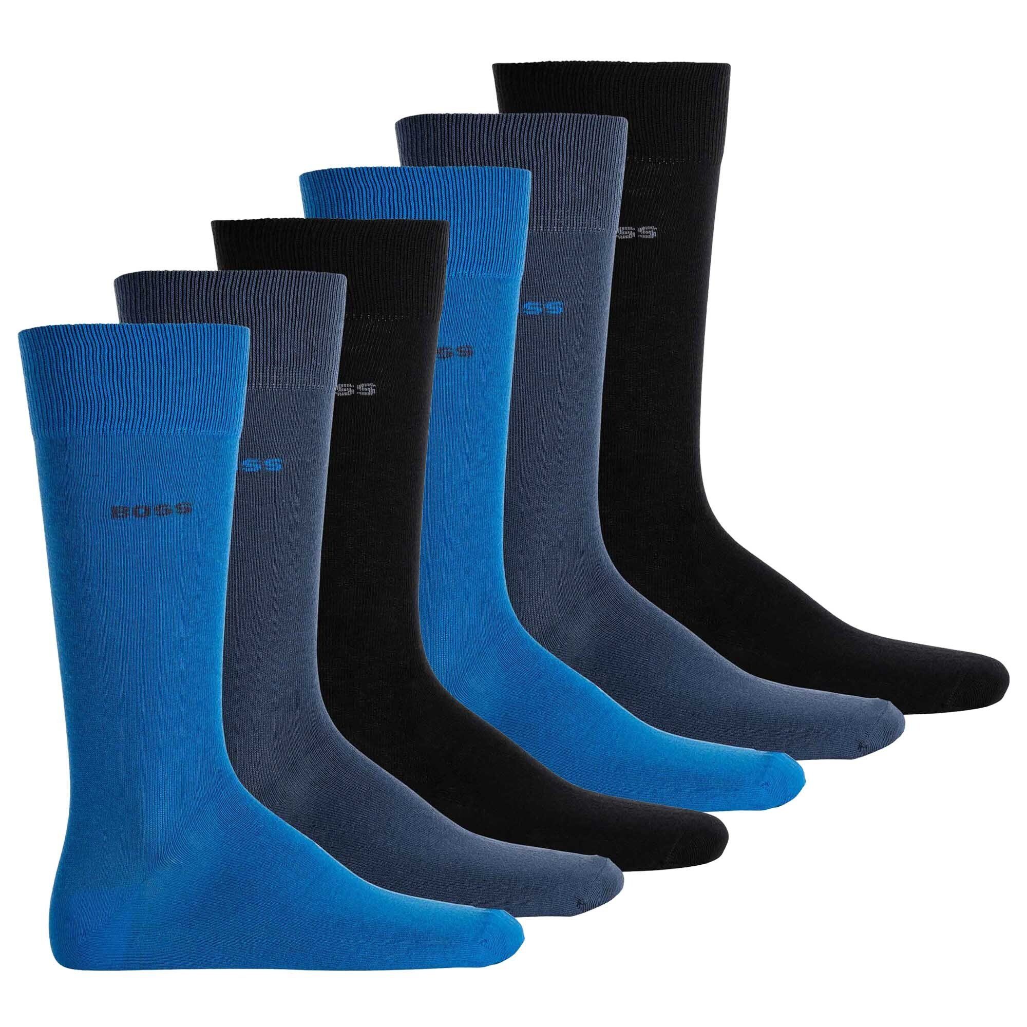 Pack 6er CC, Kurzsocken RS Finest - Blau/Hellblau/Schwarz BOSS Colors Uni Socken, Herren