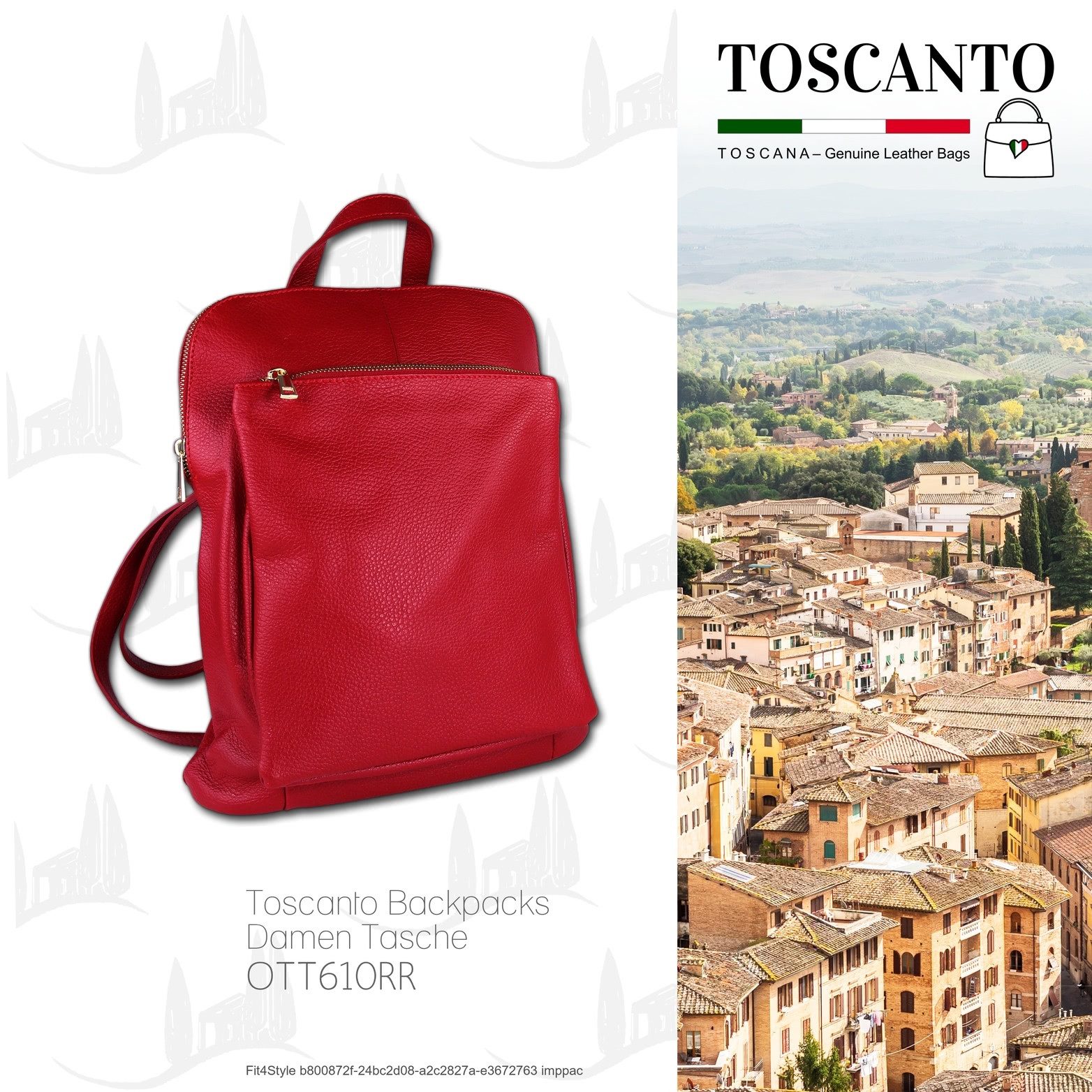 Toscanto Cityrucksack Toscanto Cityrucksack Freizeit (Cityrucksack), Damen Tasche Echtes Leder rot, Made-In Italy