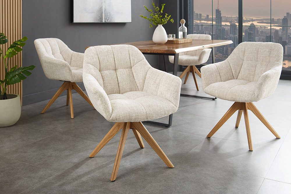 riess-ambiente Polsterstuhl PAPILLON champagner beige/natur - Chenille, Eic günstig online kaufen