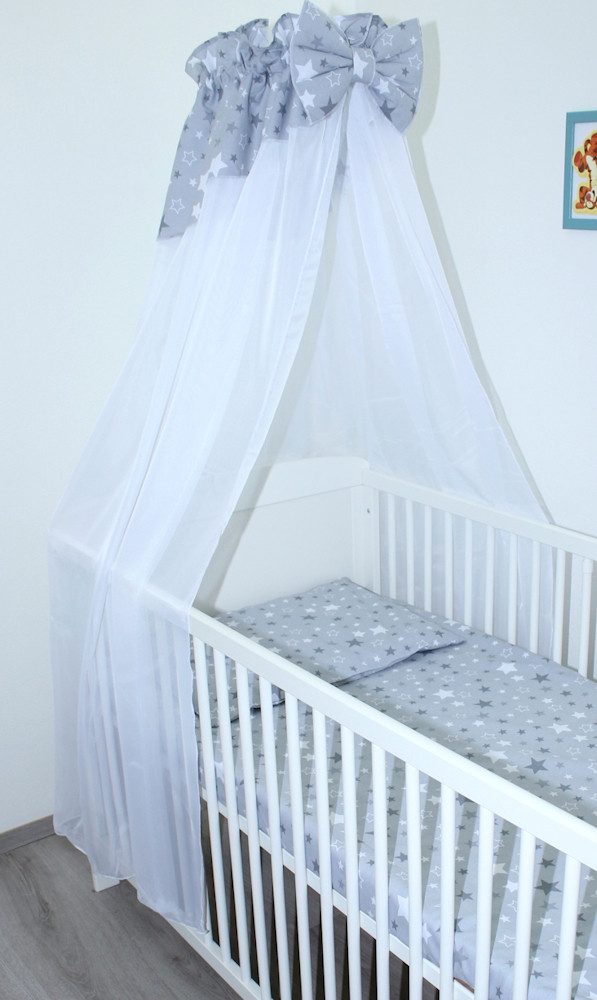 Primawela Betthimmel aus weißem Chiffon mit Baumwollabschluss für Baby Kinder Bett