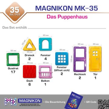MAGNIKON Magnetspielbausteine MK-35 “Das Puppenhaus”, 35-Teilig, (Magnetbausteine, 35 St., verstärkte Magnete), stabile Baumodelle