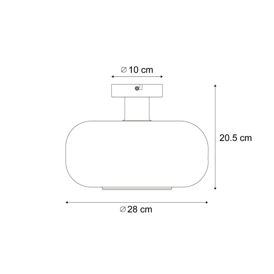 Qazqa Deckenleuchte Bizle, ohne Leuchtmittel, Extra-Warmweiß, QAZQA Deckenleuchte, e27, Schwarz, Glas, Retro