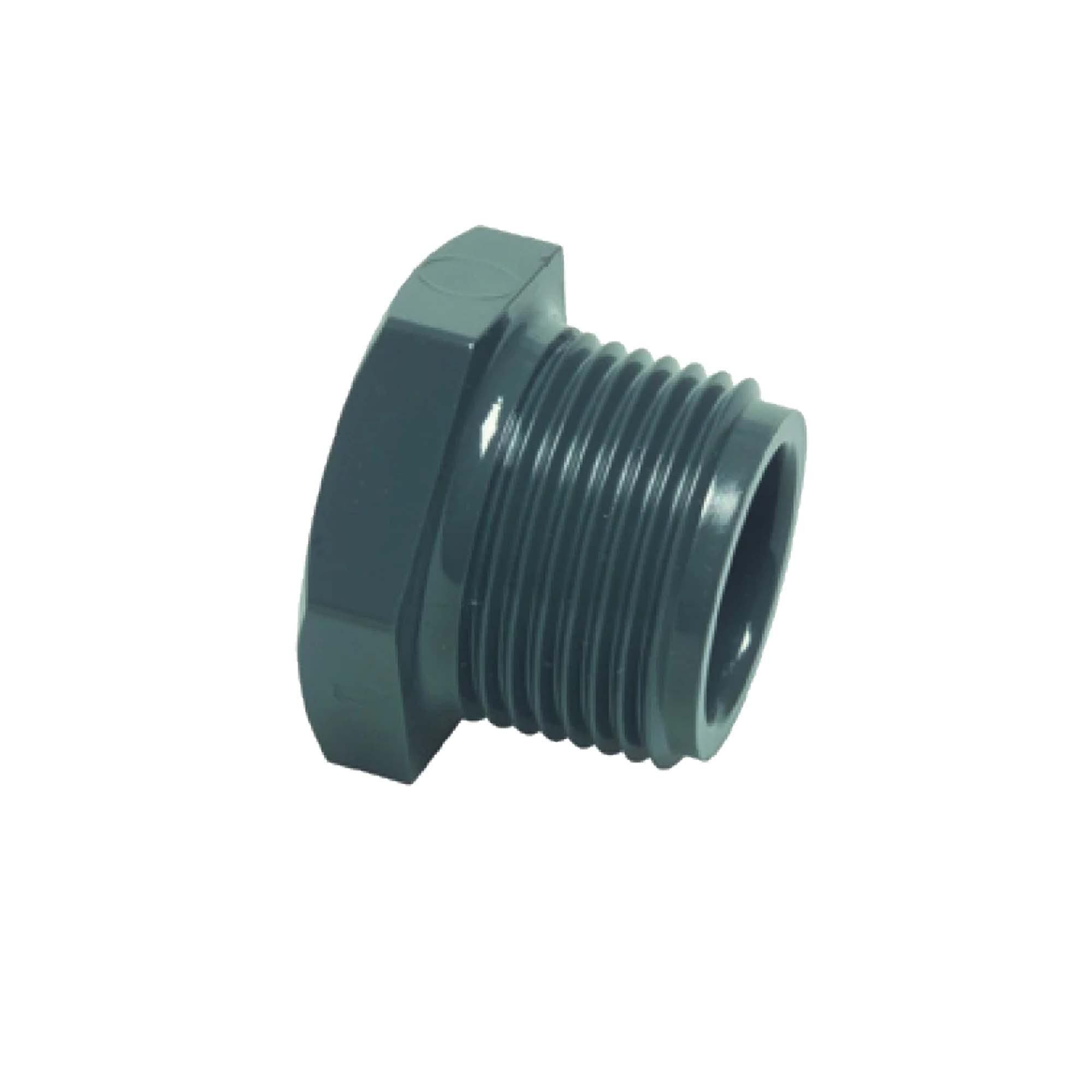 Profec Gewindefitting Gewindestopfen PVC-U - 10 bar, grau, 3/8 Zoll AG