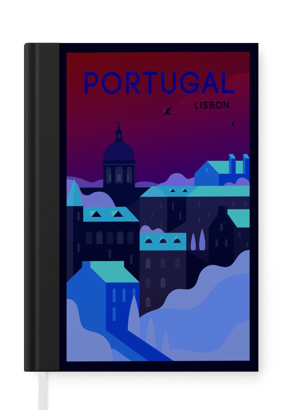 Tagebuch, Illustration Hauptstadt Portugal, Lissabon, Seiten, der 98 Notizheft, Haushaltsbuch MuchoWow Journal, Notizbuch A5, Merkzettel,