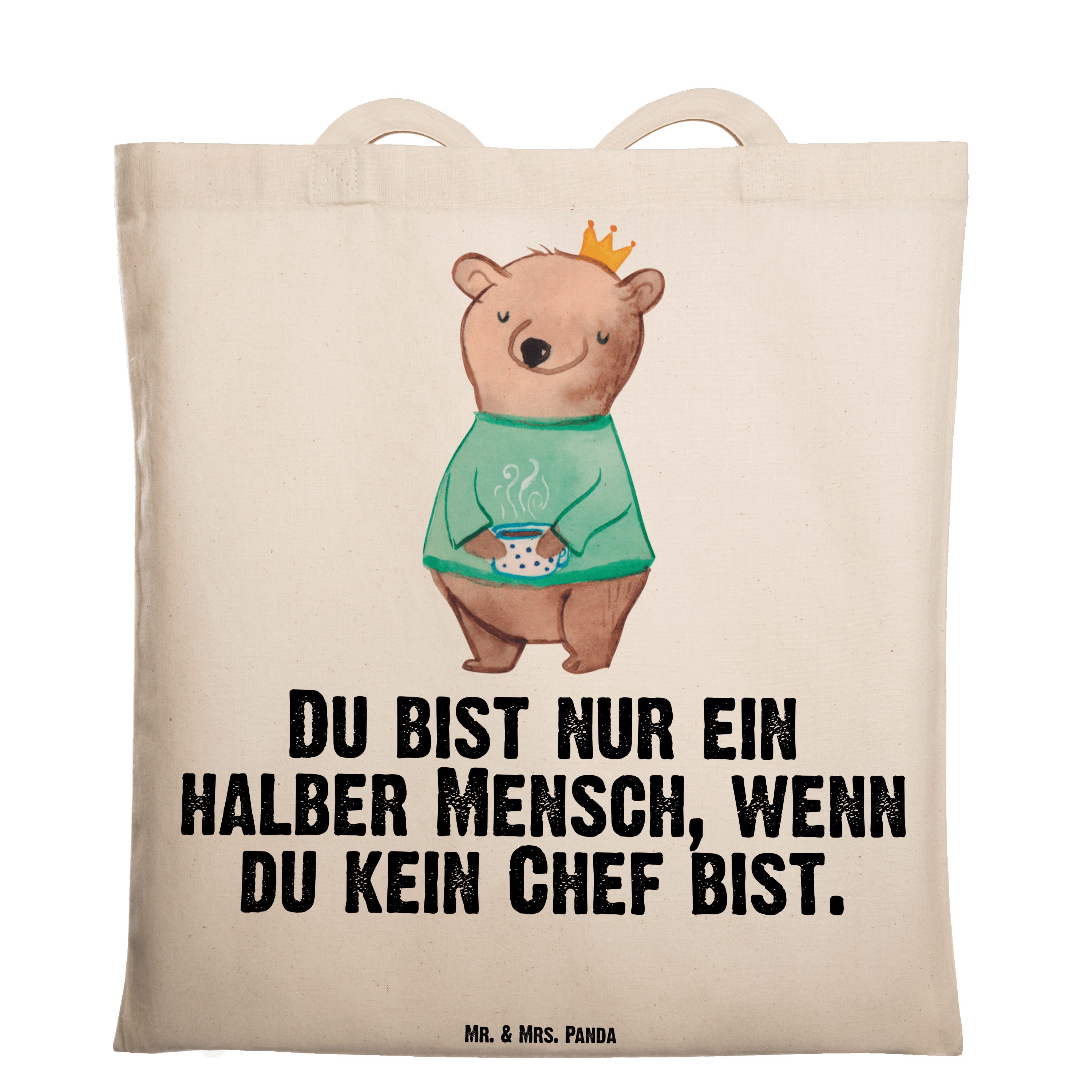 Mr. & Mrs. Panda mit Chef Herz - (1-tlg) - Geschenk, Direktor, Transparent Beutel, B Tragetasche Erholung