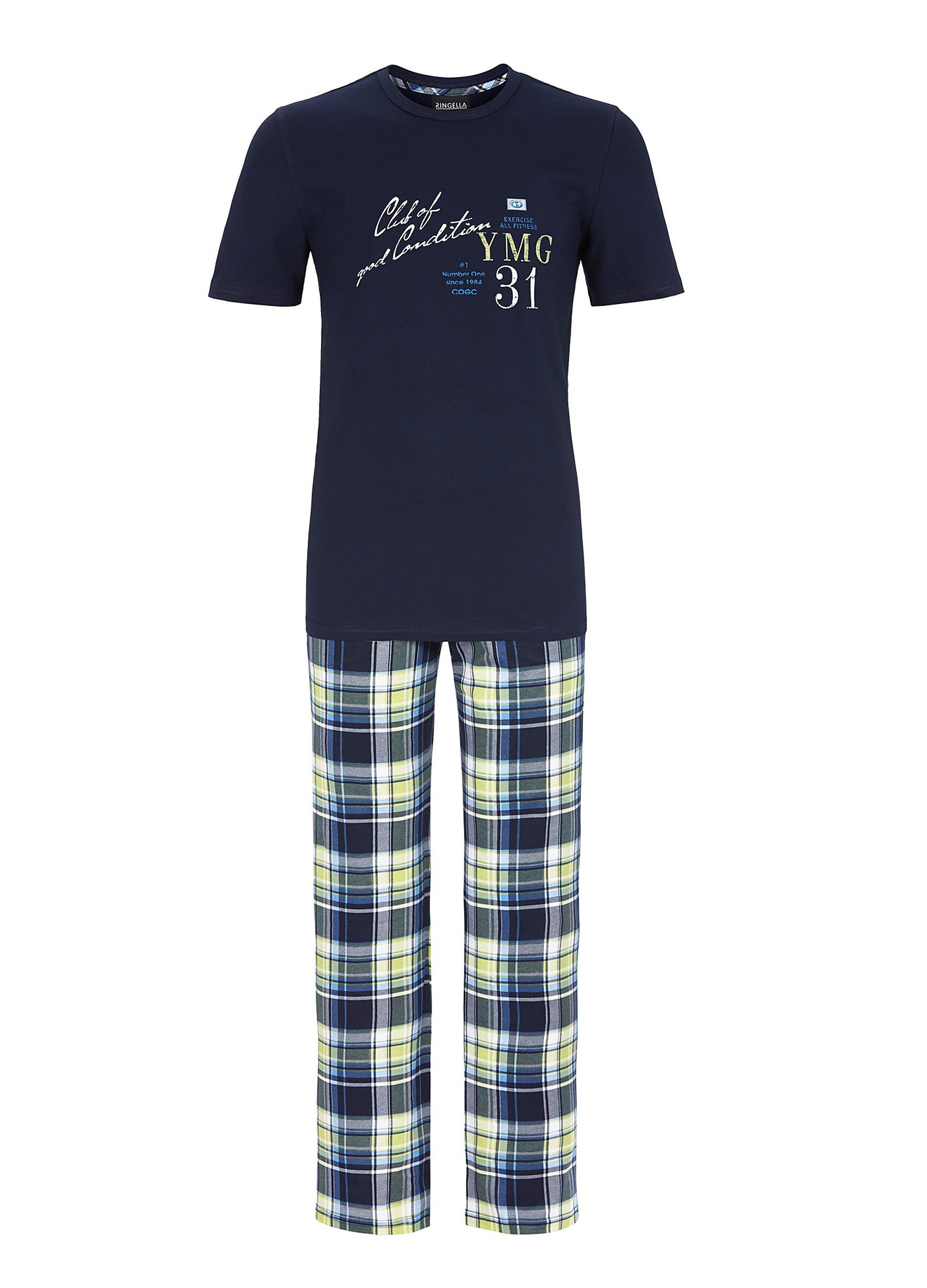 Nachtwäsche 2-Teiler Freizeit 2961 Herren Pyjama Set Langarm Schlafanzug 