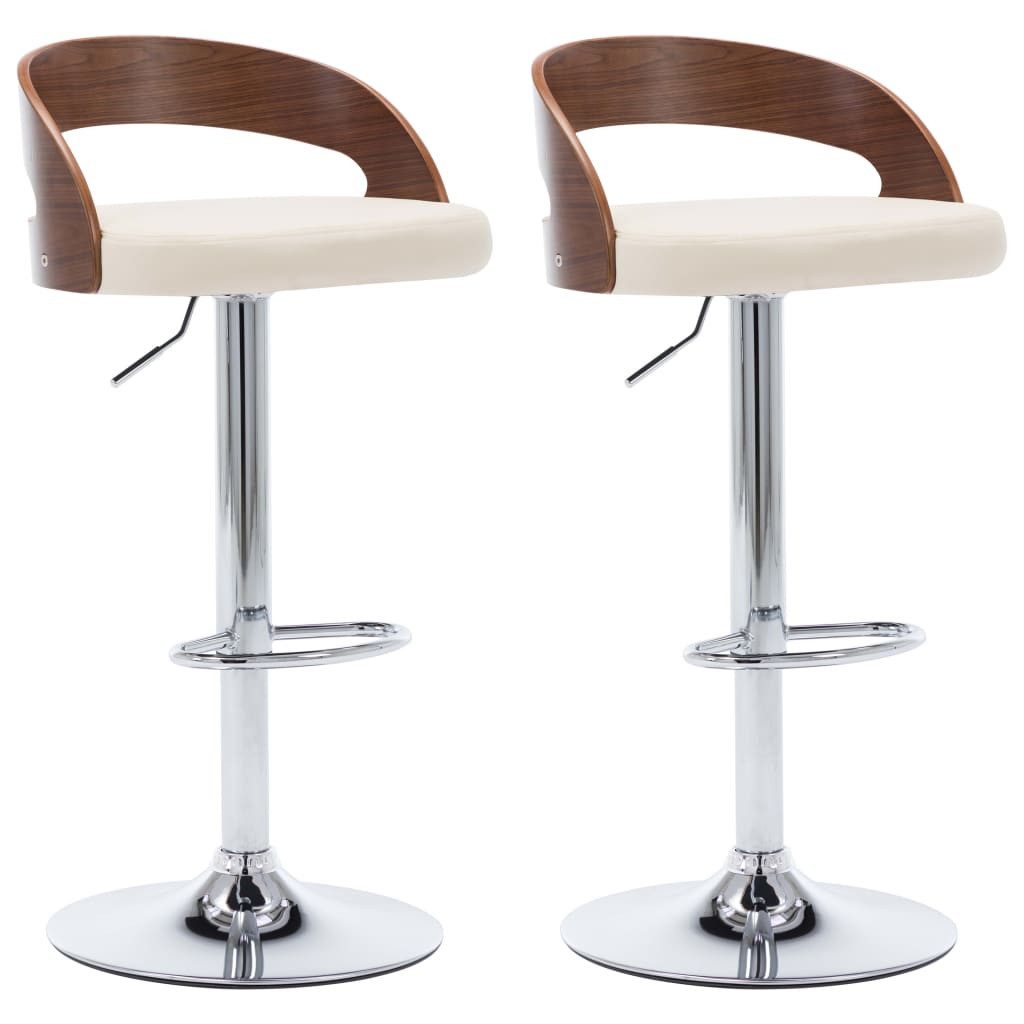 vidaXL Barhocker, Sitzhocker 2 Stk. Cremeweiß Kunstleder und Bugholz