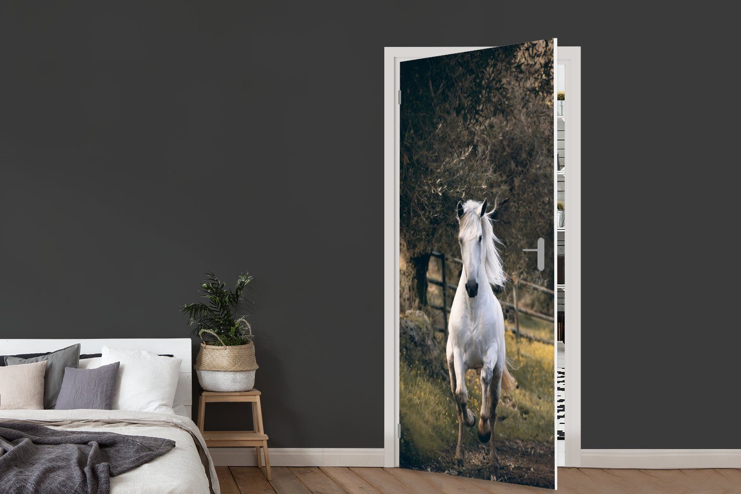 bedruckt, Natur MuchoWow Schlamm, - Türaufkleber, Türtapete Fototapete Pferd 75x205 St), für Tür, Matt, (1 cm -