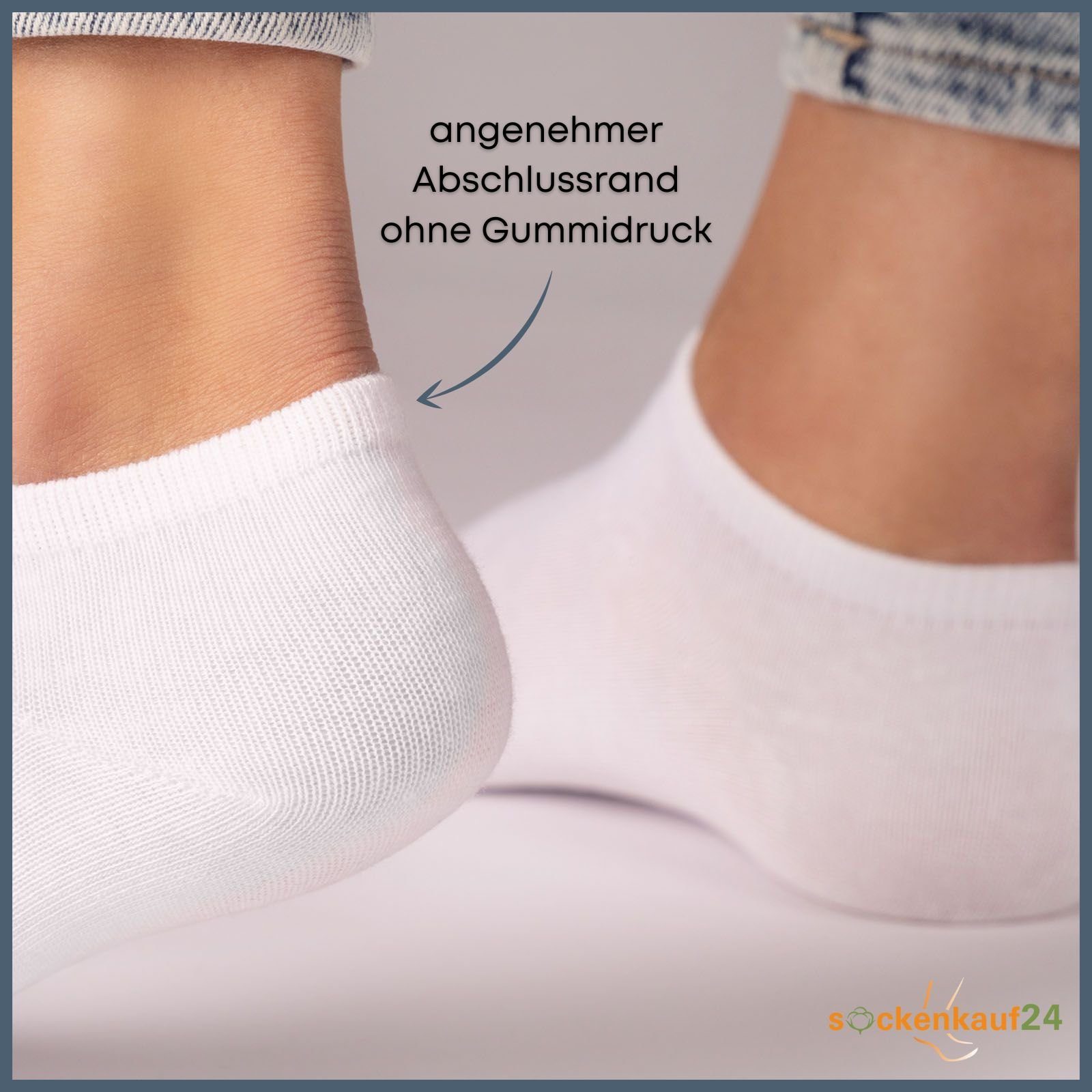 sockenkauf24 Sneakersocken 10, 20, 30 Paar Sneaker Socken Damen & Herren Schwarz Weiß Grau (5xGrau, 5xWeiß, 10-Paar, 47-50) Baumwolle - 16900 WP