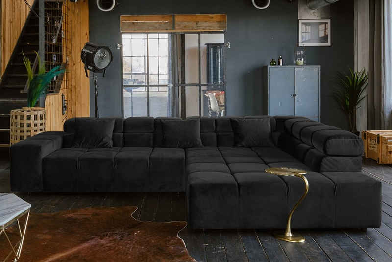 KAWOLA Ecksofa NEVADA, Sofa Velvet, versch. Ausführungen und versch. Farben