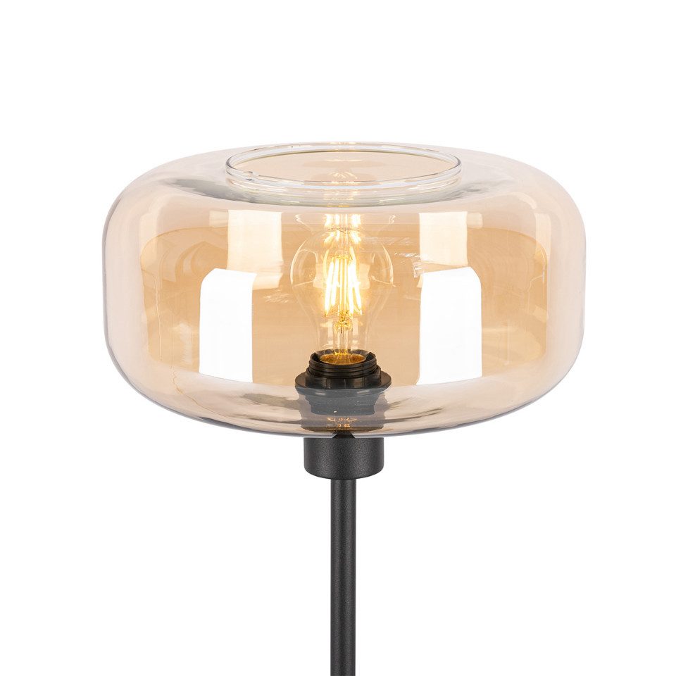 Qazqa Tischleuchte Bizle, ohne Leuchtmittel, Warmweiß, QAZQA Tisch­leuchte, e27, Beige, Glas, Art Deco