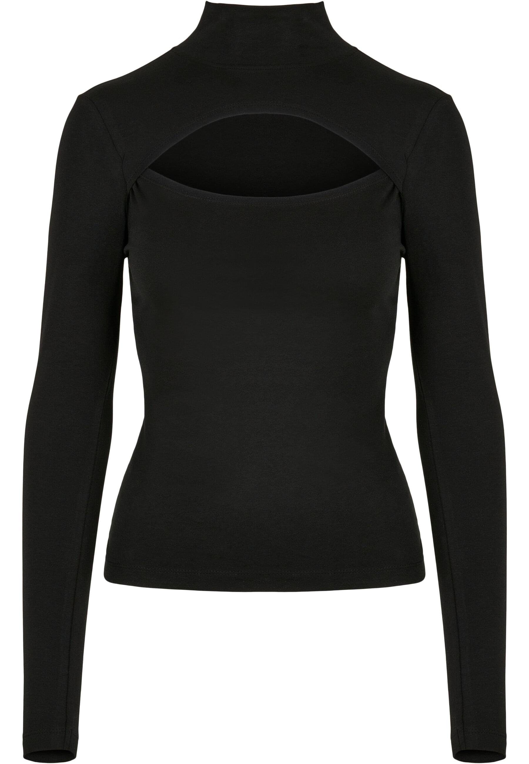 Langarmshirt CLASSICS Longsleeve Turtleneck black Damen Cut-Out URBAN (1-tlg) Ladies