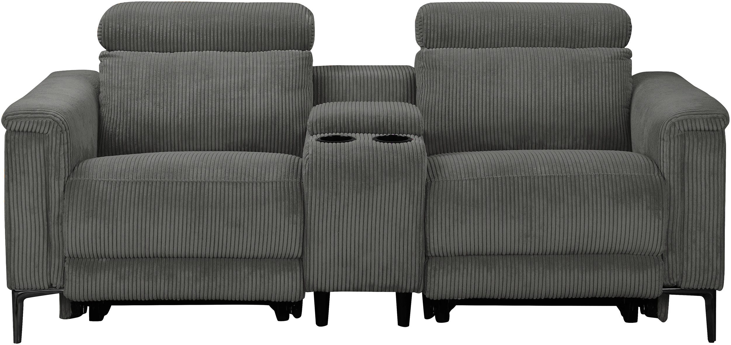 OTTO home 2-Sitzer LUND Cord, Relaxfunktion, TV-Sessel, manuell/elektrisch (USB-A), m. elektrischer o. manueller Relaxfunktion, Getränkehalter u. Staufach