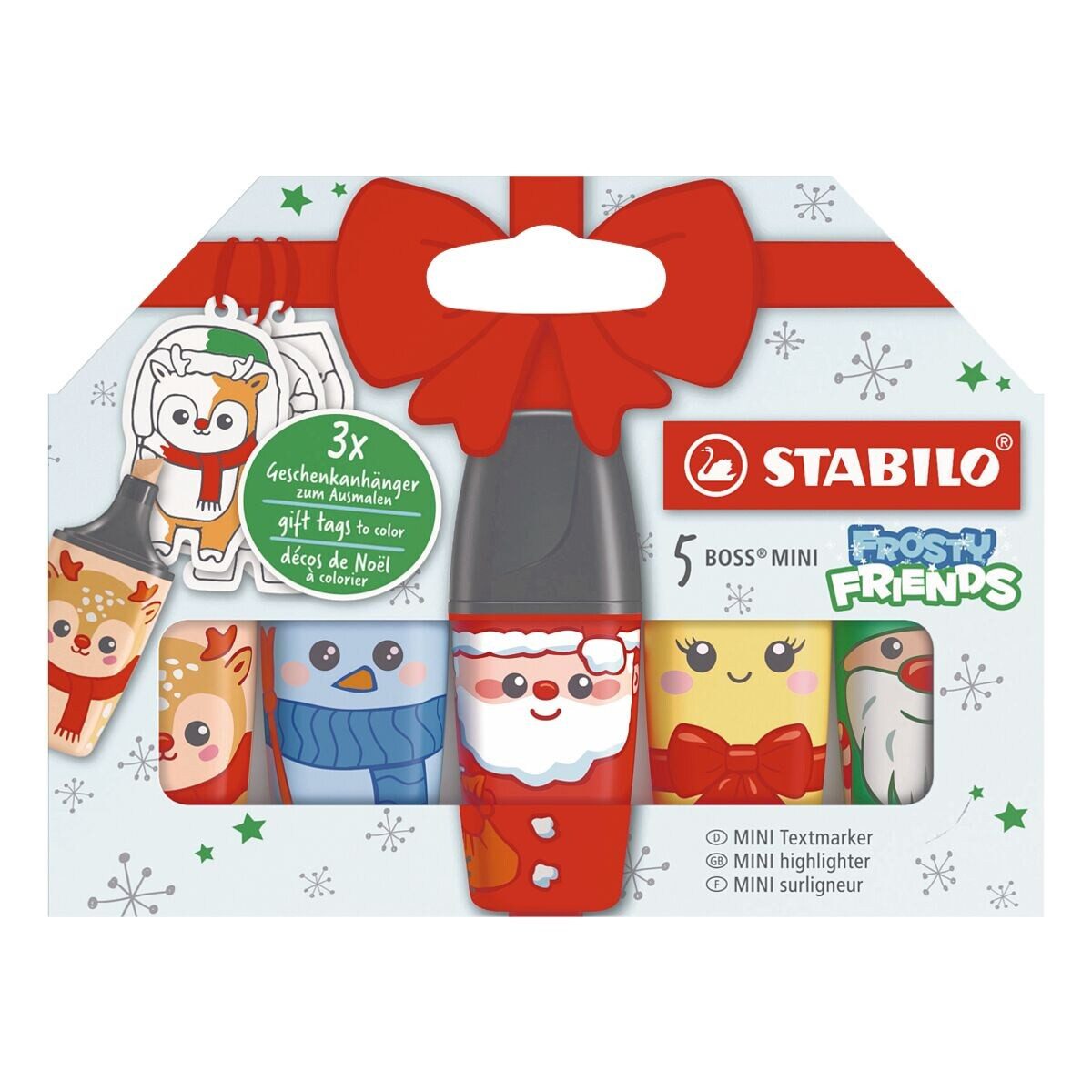 STABILO Marker STABILO BOSS MINI Frosty Friends Textmarker 5er Set – Motiv Zufall