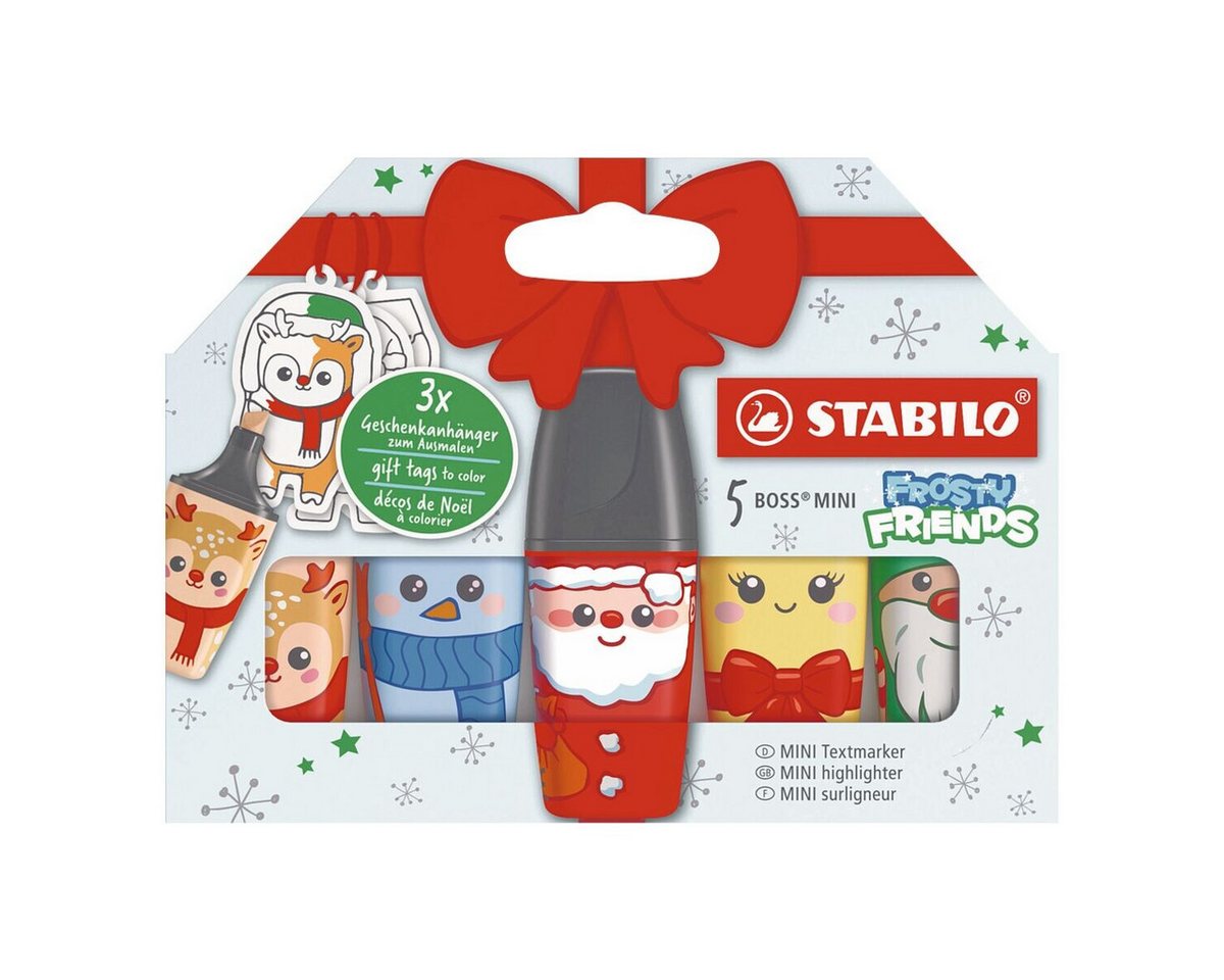 STABILO Marker STABILO BOSS MINI Frosty Friends Textmarker 5er Set – Motiv Zufall