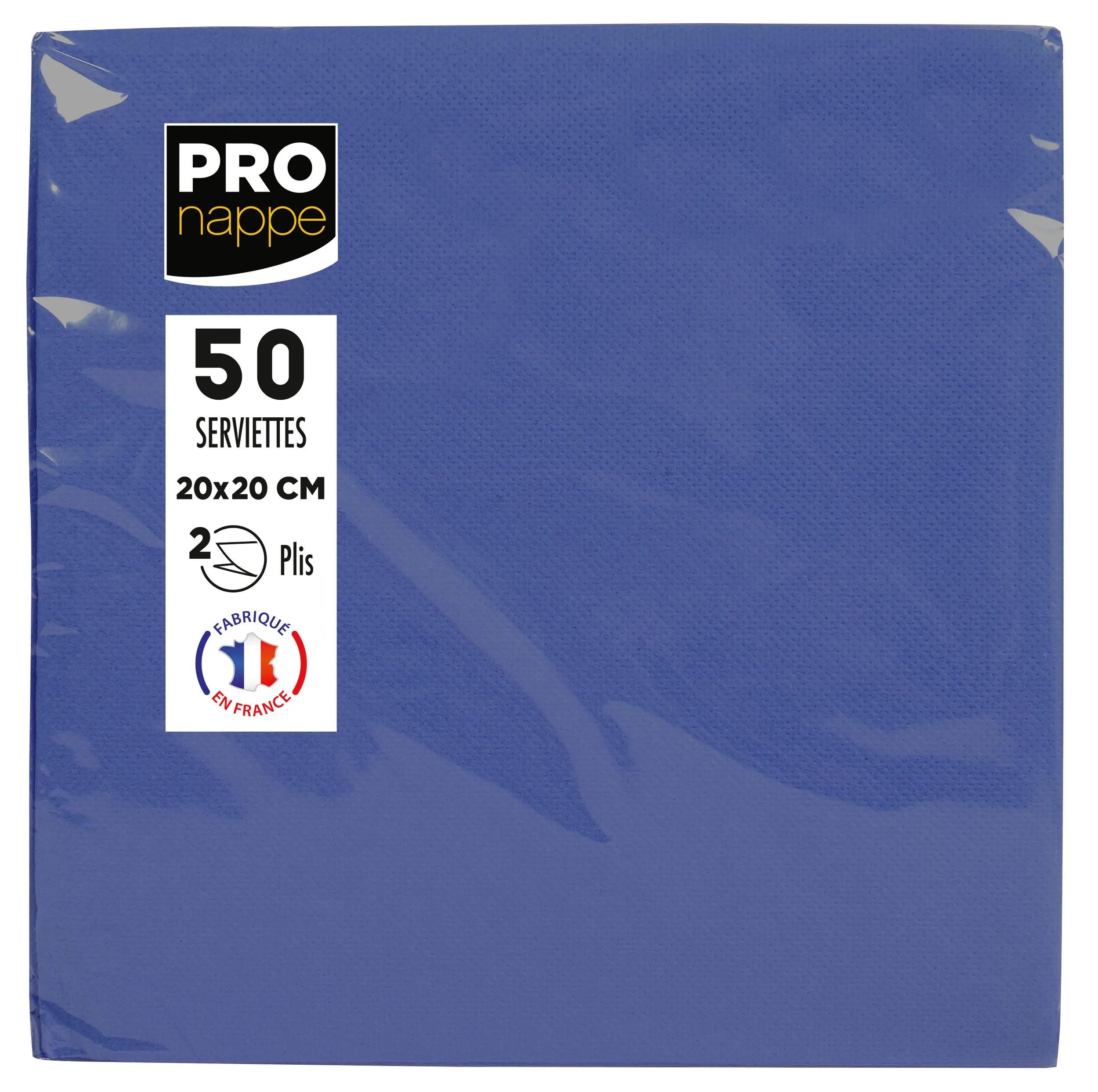 PROnappe Tischband 16x Pack 50 Cocktail-Servietten 2-lagig 20x20cm Marineblau SV622010I, Serviettes ouate micro gaufré