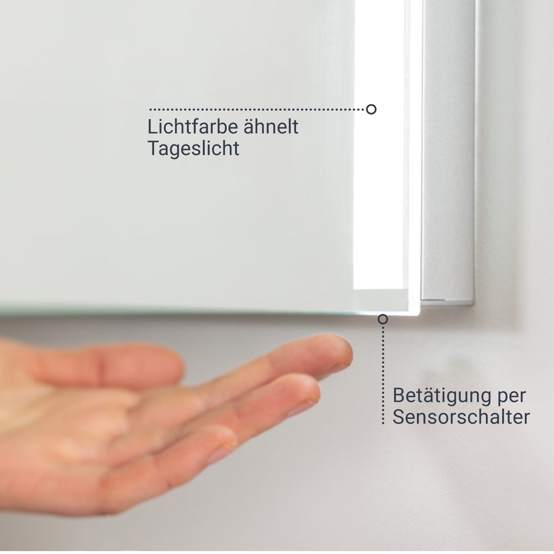 FACKELMANN Badspiegel LED-Spiegel Badezimmer bedienbar durch Sensorschalter
