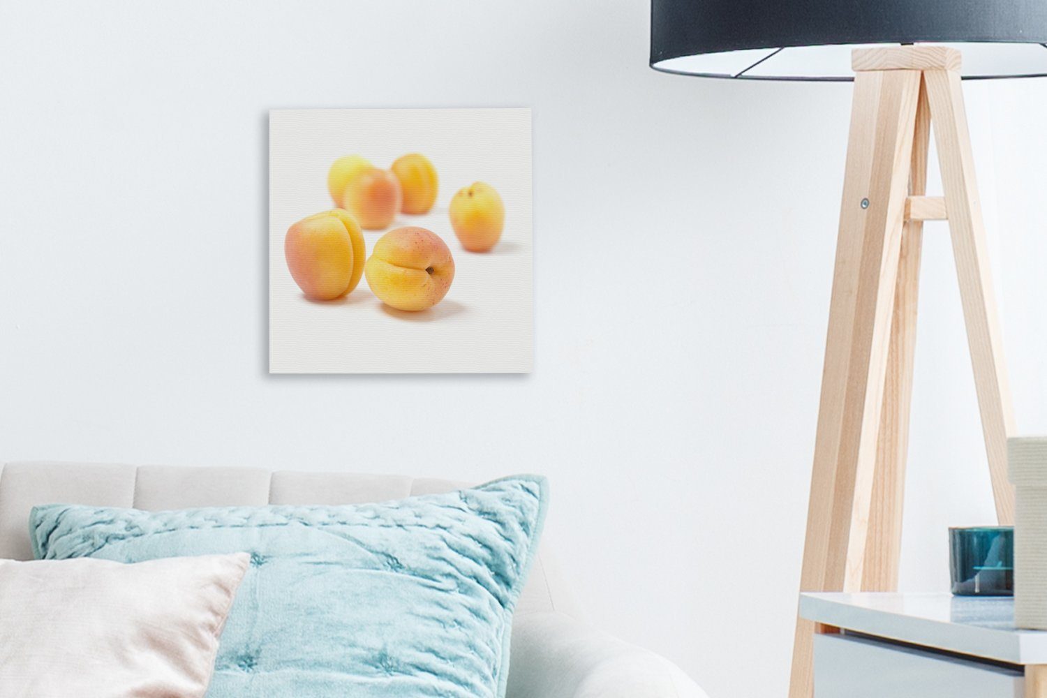 OneMillionCanvasses® mit Schlafzimmer Runde für Aprikosen Wohnzimmer Bilder Schattierungen auf St), Leinwand Leinwandbild weißem, orangefarbenen (1