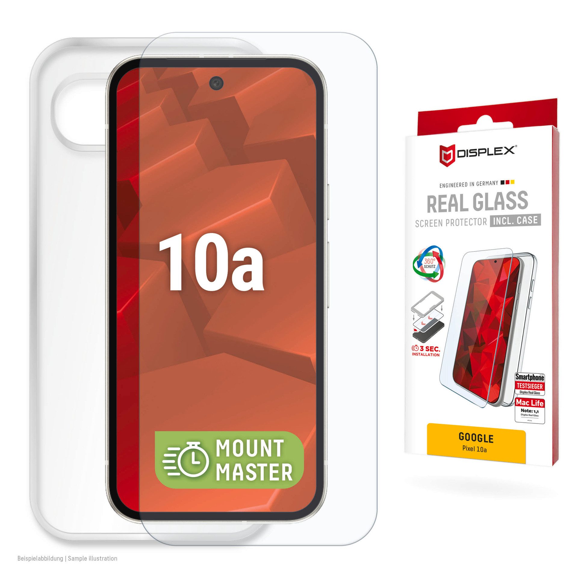 Displex Displayschutzfolie DISPLEX Glas + Schutzhülle für Google Pixel 10a