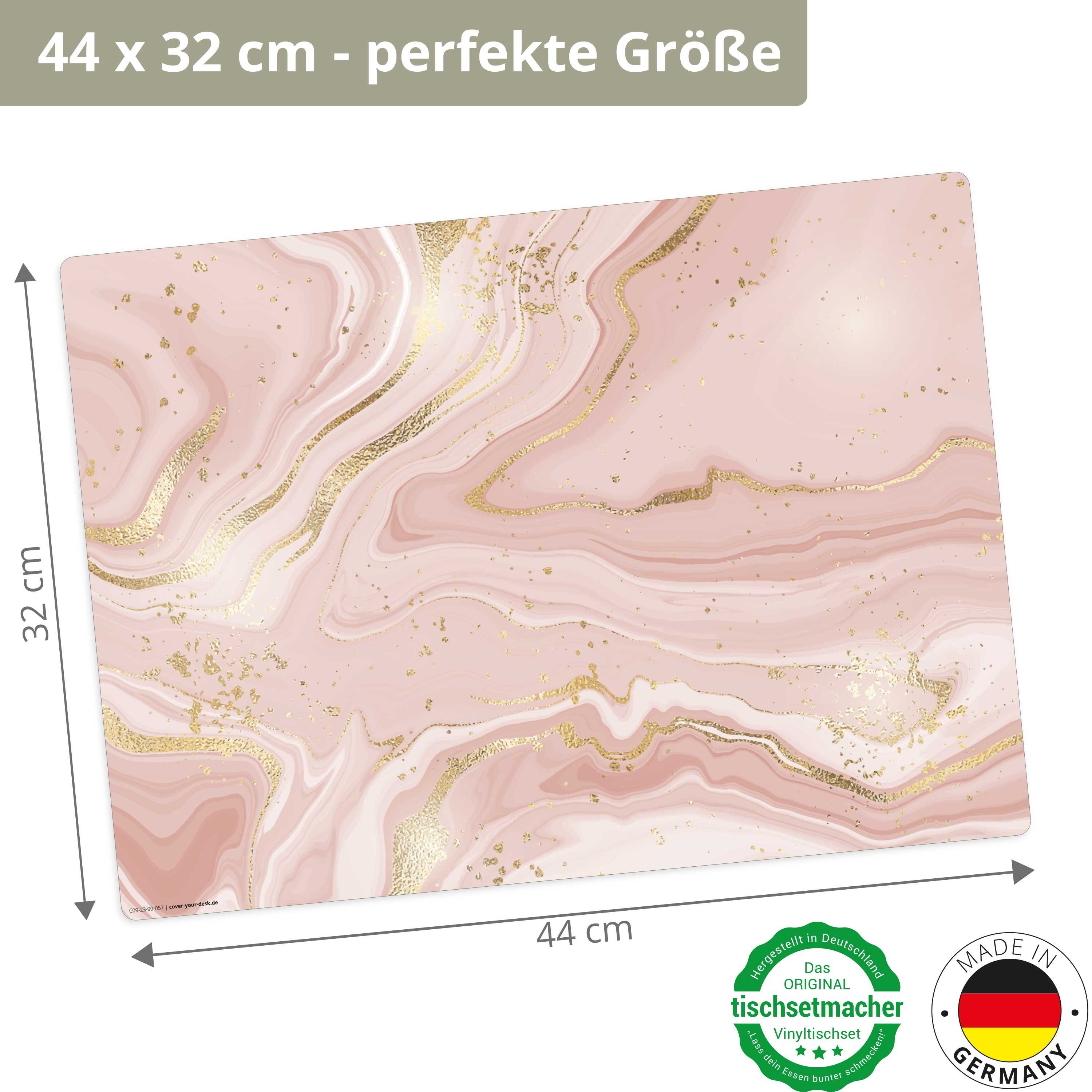 Tischsetmacher Platzset Tischset, Platzset abwaschbar - Rosa Marmor mit Gol günstig online kaufen