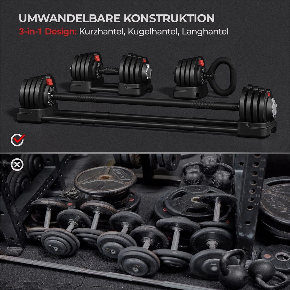 Gym Hantel Mit Federscheibenstütze – 40 Cm, ø 28 Mm, 2 Kg, Modulare Hanteln Für Heimtraining