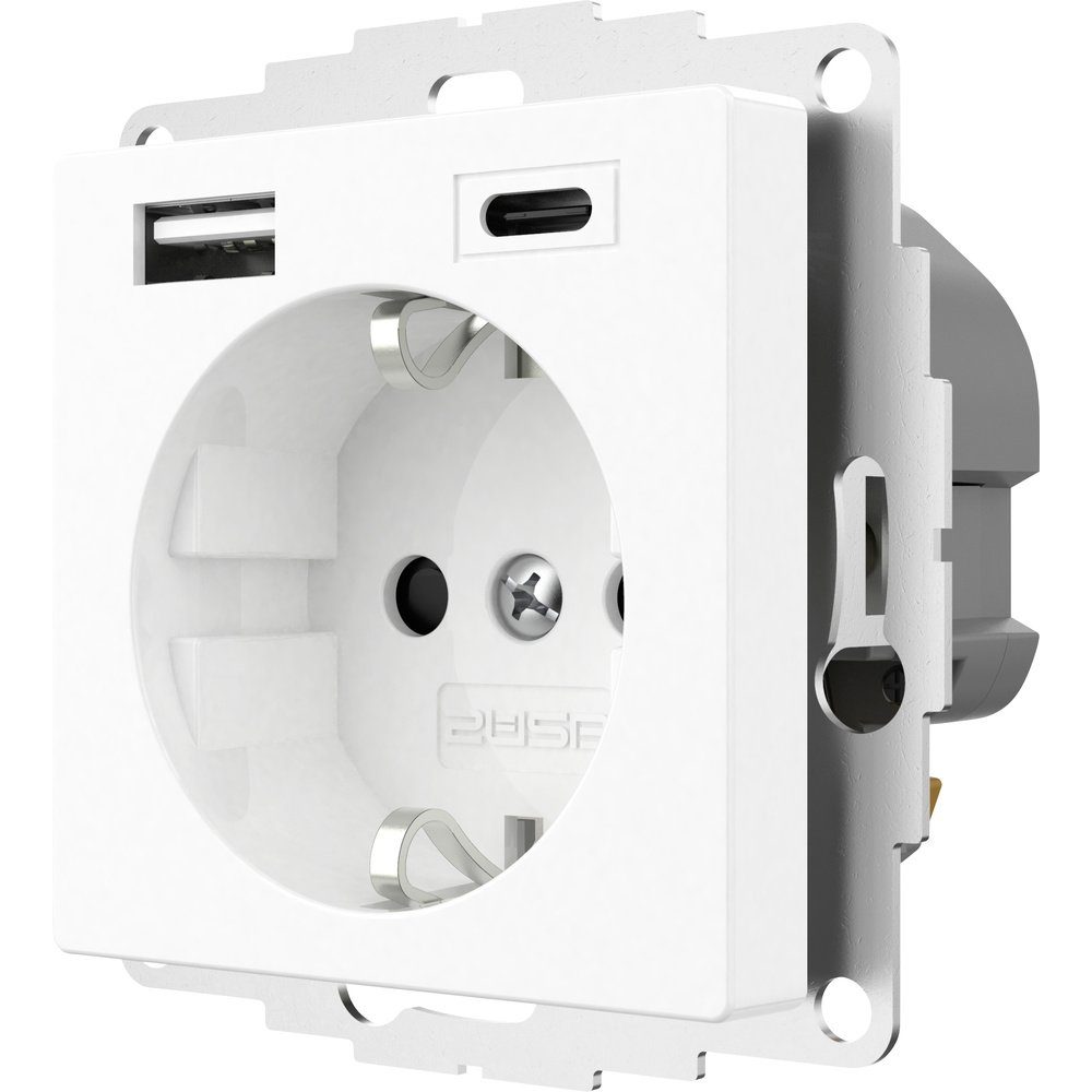 2USB Steckdose 2USB 2U-449528 Schutzkontakt-Steckdose mit USB-Ladeausgang, erhöhter